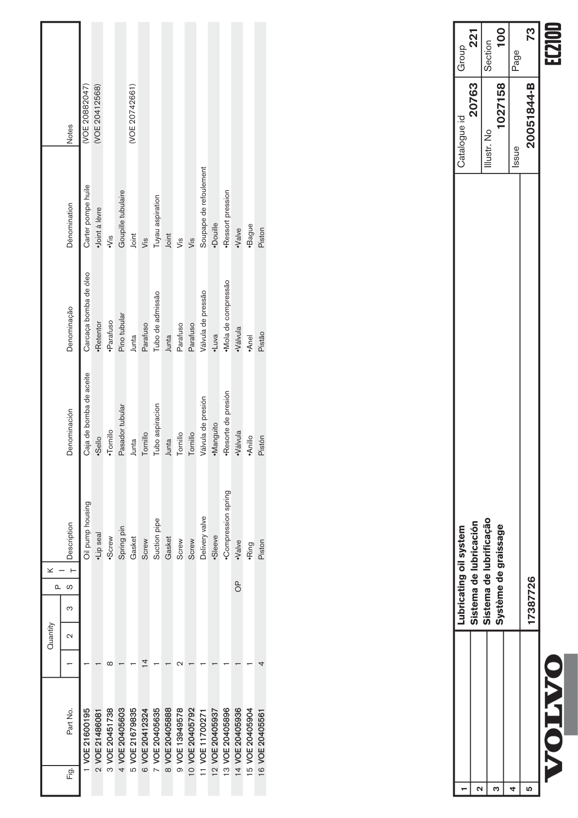 Piston VOE 20405561 for Volvo EC210D Excavator