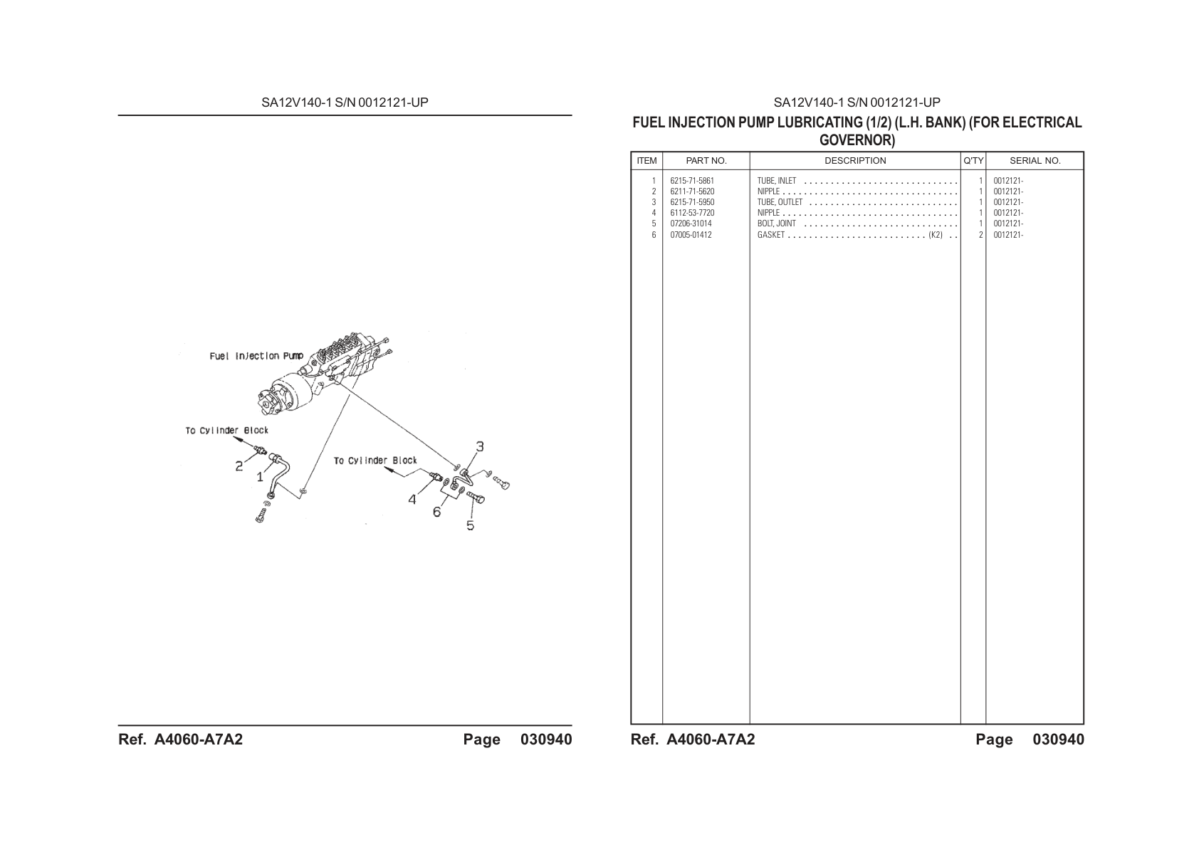 OEM exploded diagram and parts table — Inlet Tube