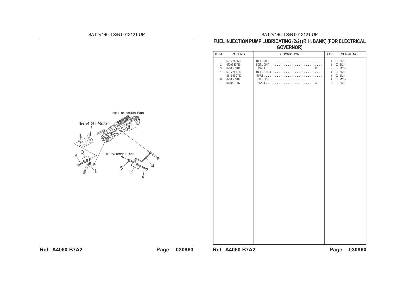 OEM exploded diagram and parts table — Inlet Tube