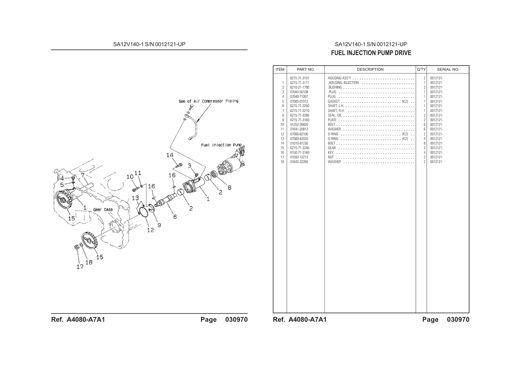 OEM exploded diagram and parts table — O-ring