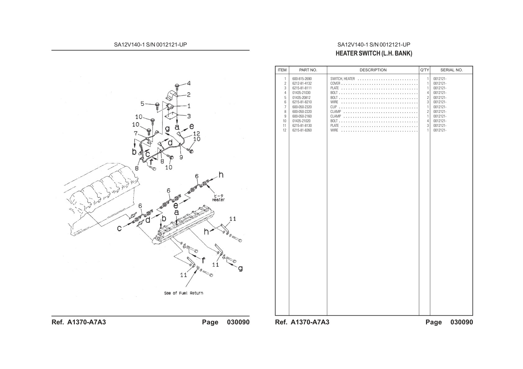 OEM exploded diagram and parts table — Clamp
