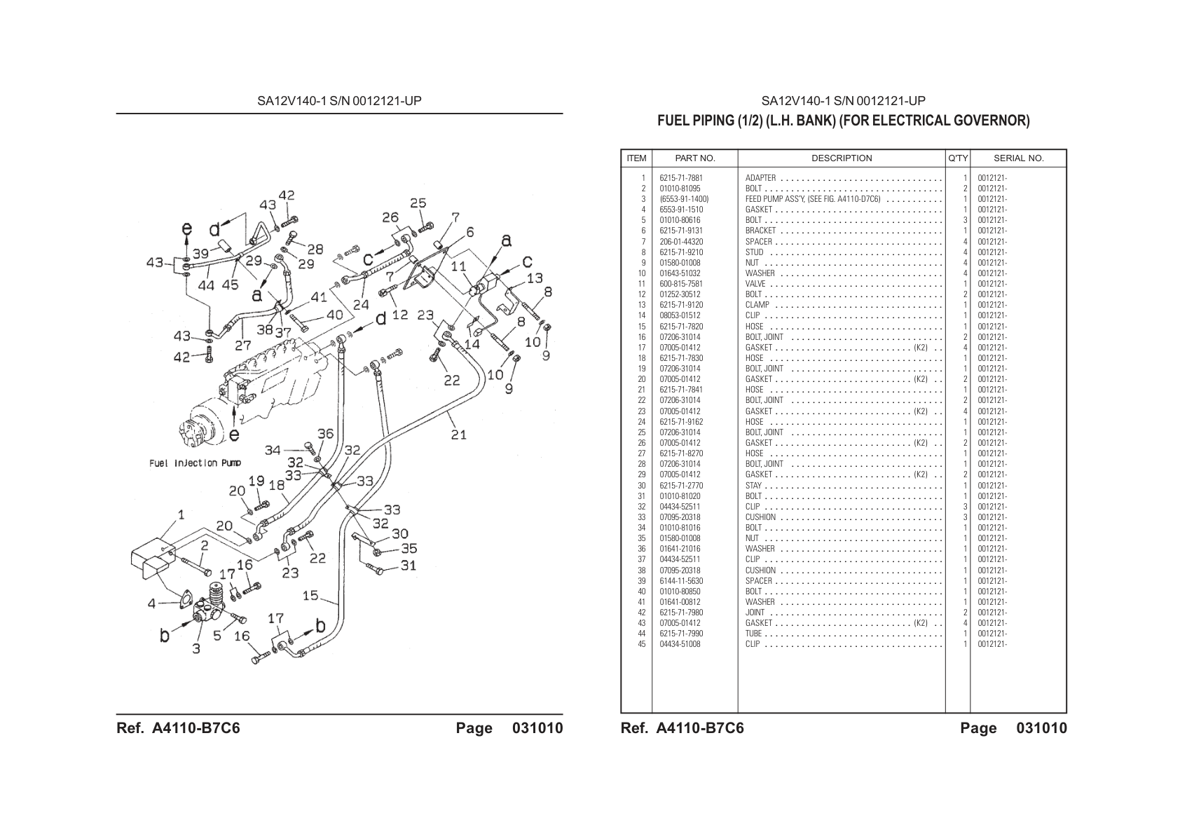 OEM exploded diagram and parts table — Valve