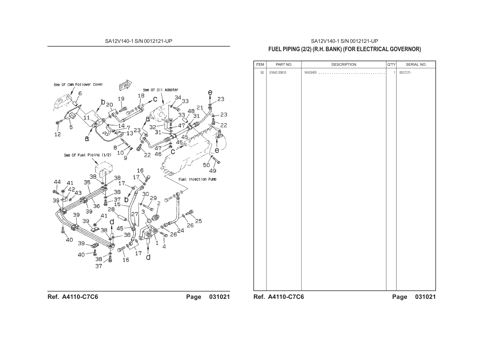OEM exploded diagram and parts table — Washer