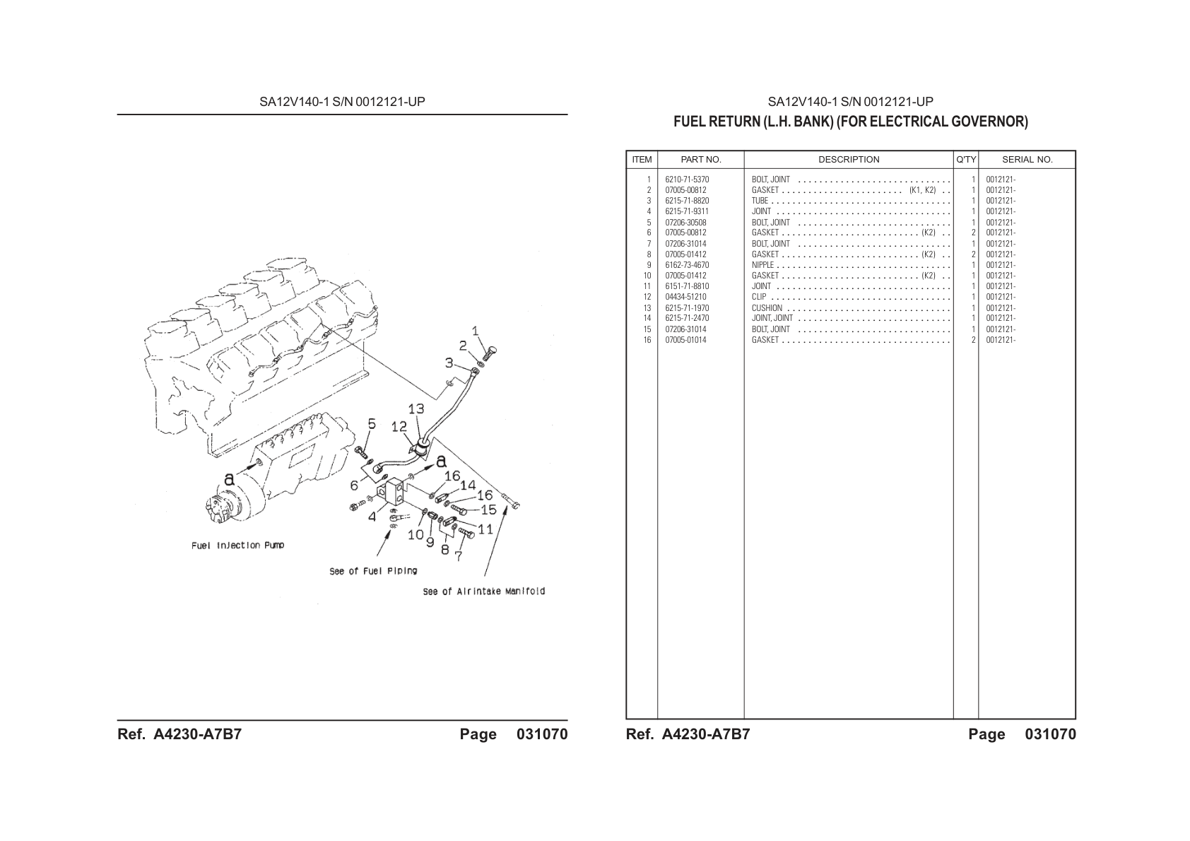 OEM exploded diagram and parts table — Cushion