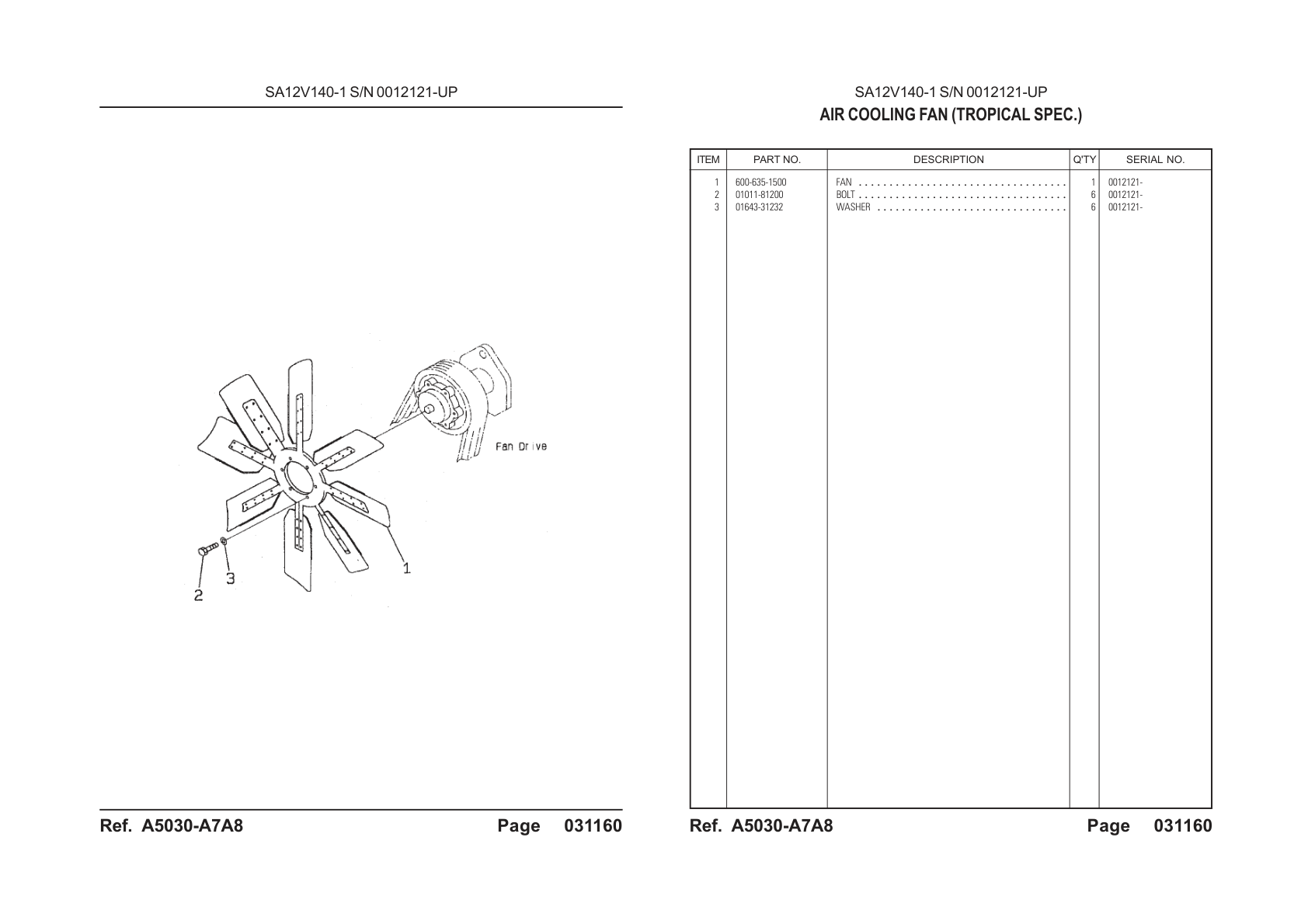 OEM exploded diagram and parts table — Bolt