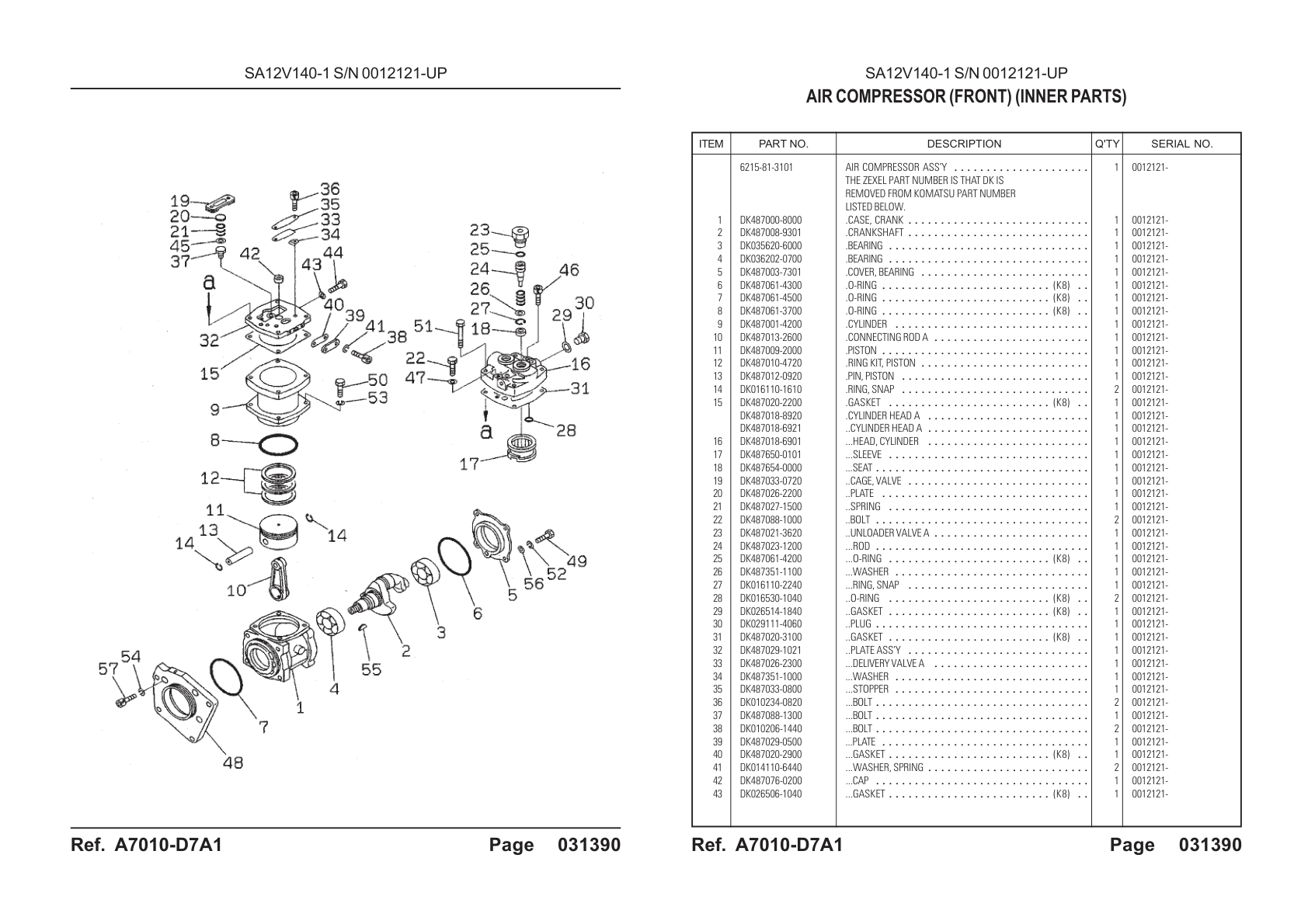OEM exploded diagram and parts table — Bolt