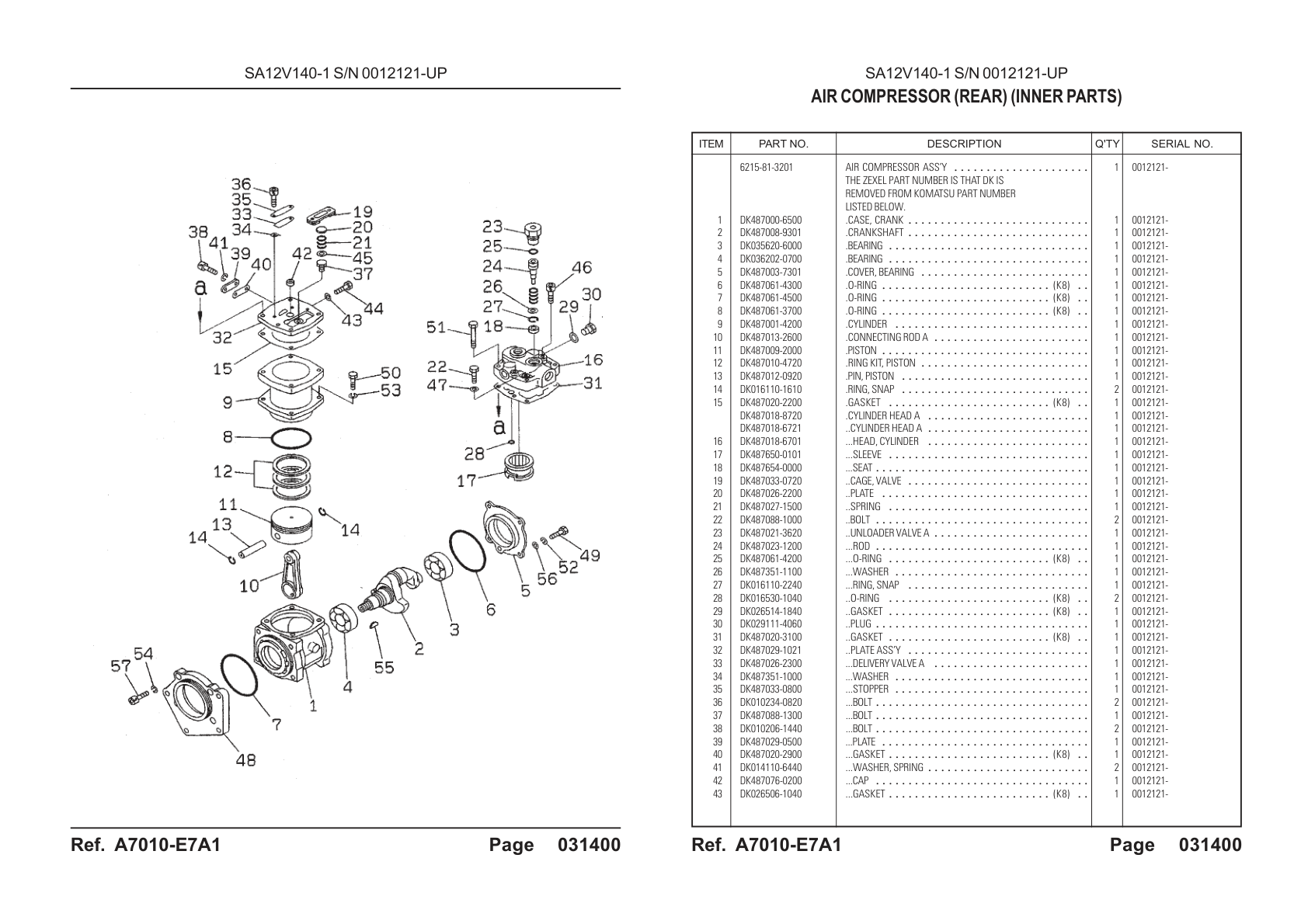 OEM exploded diagram and parts table — Crank Case