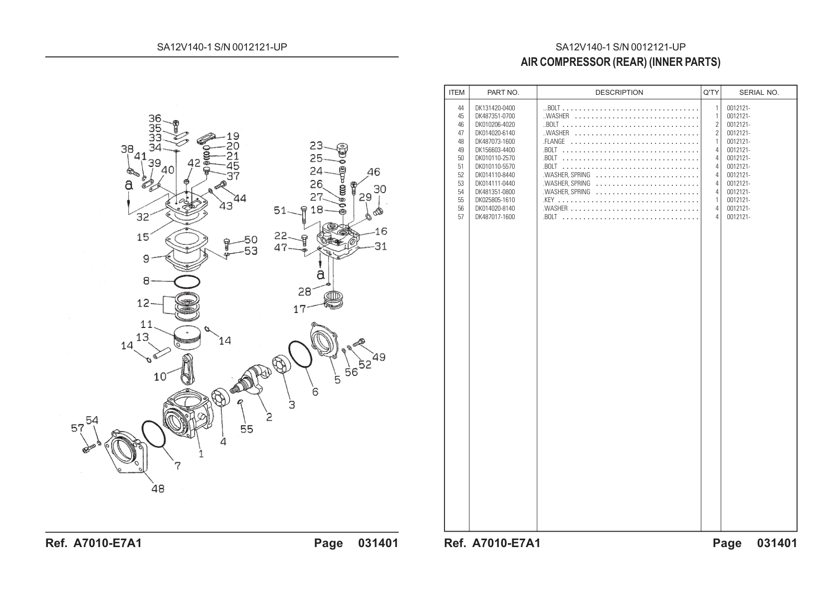 OEM exploded diagram and parts table — Bolt