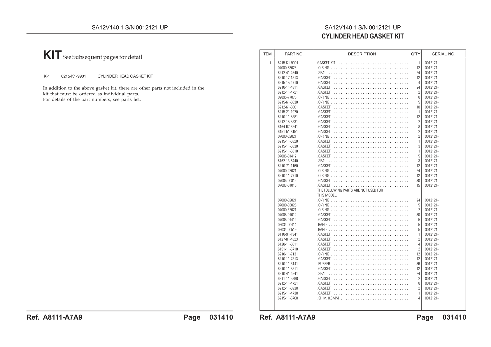OEM exploded diagram and parts table — Band