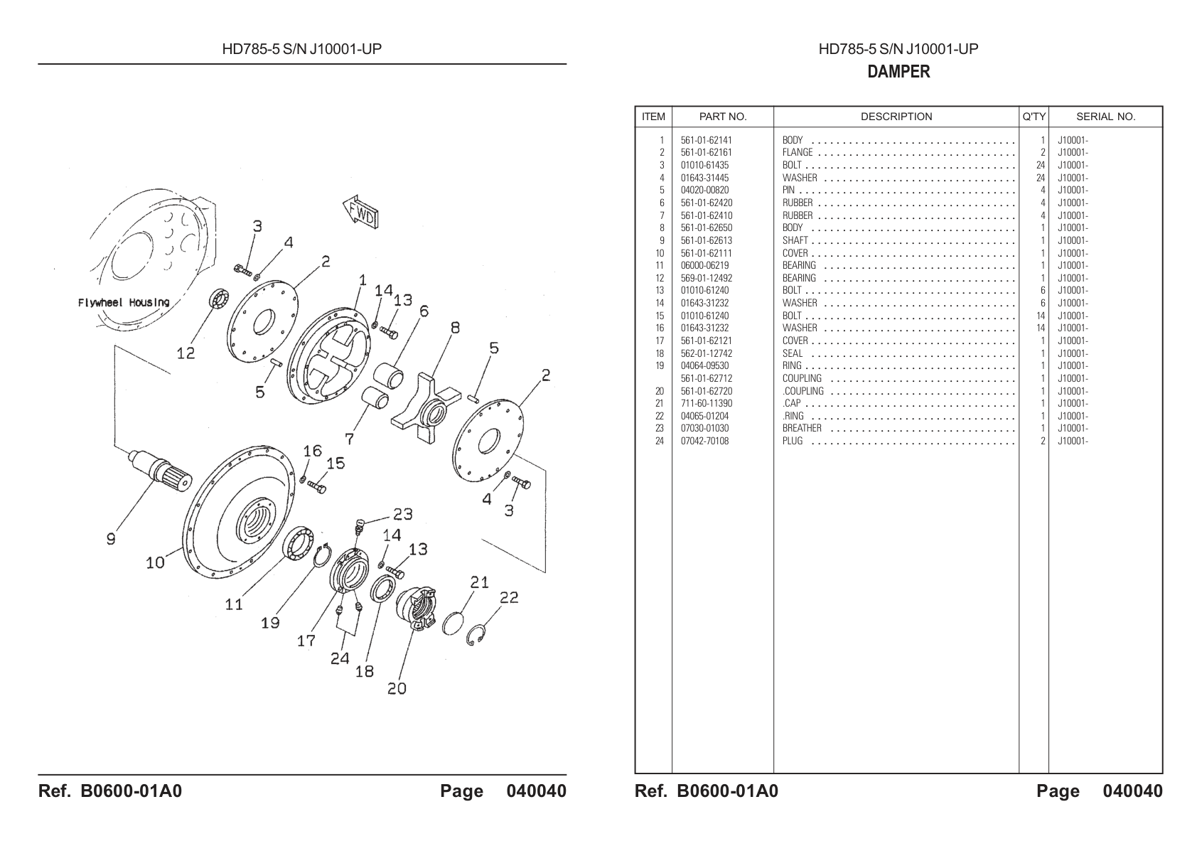 OEM exploded diagram and parts table — Cap