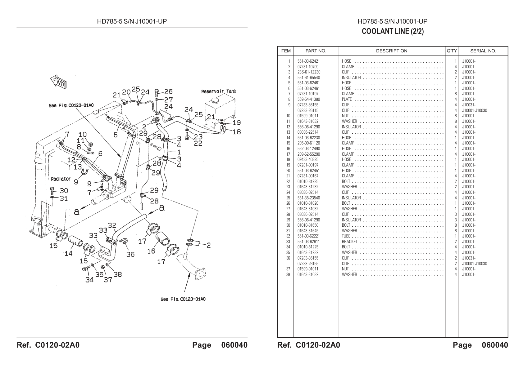 OEM exploded diagram and parts table — Bolt