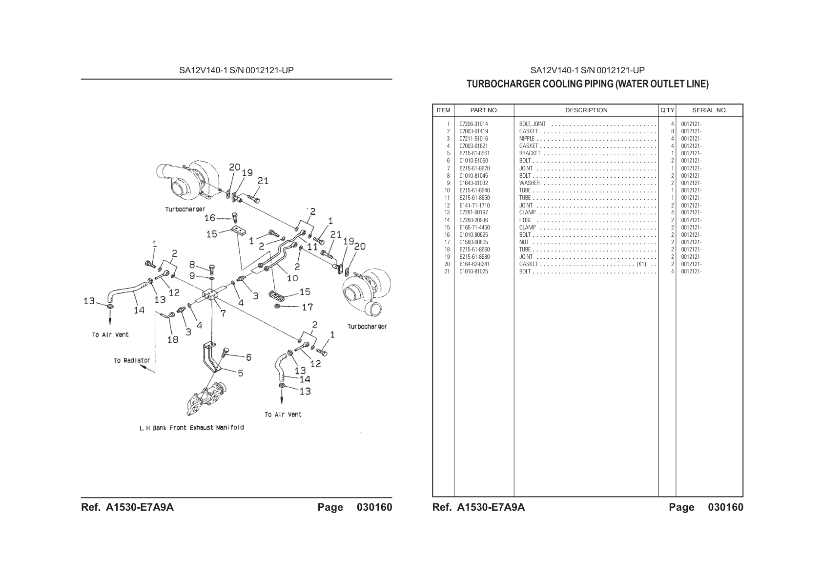 OEM exploded diagram and parts table — Clamp