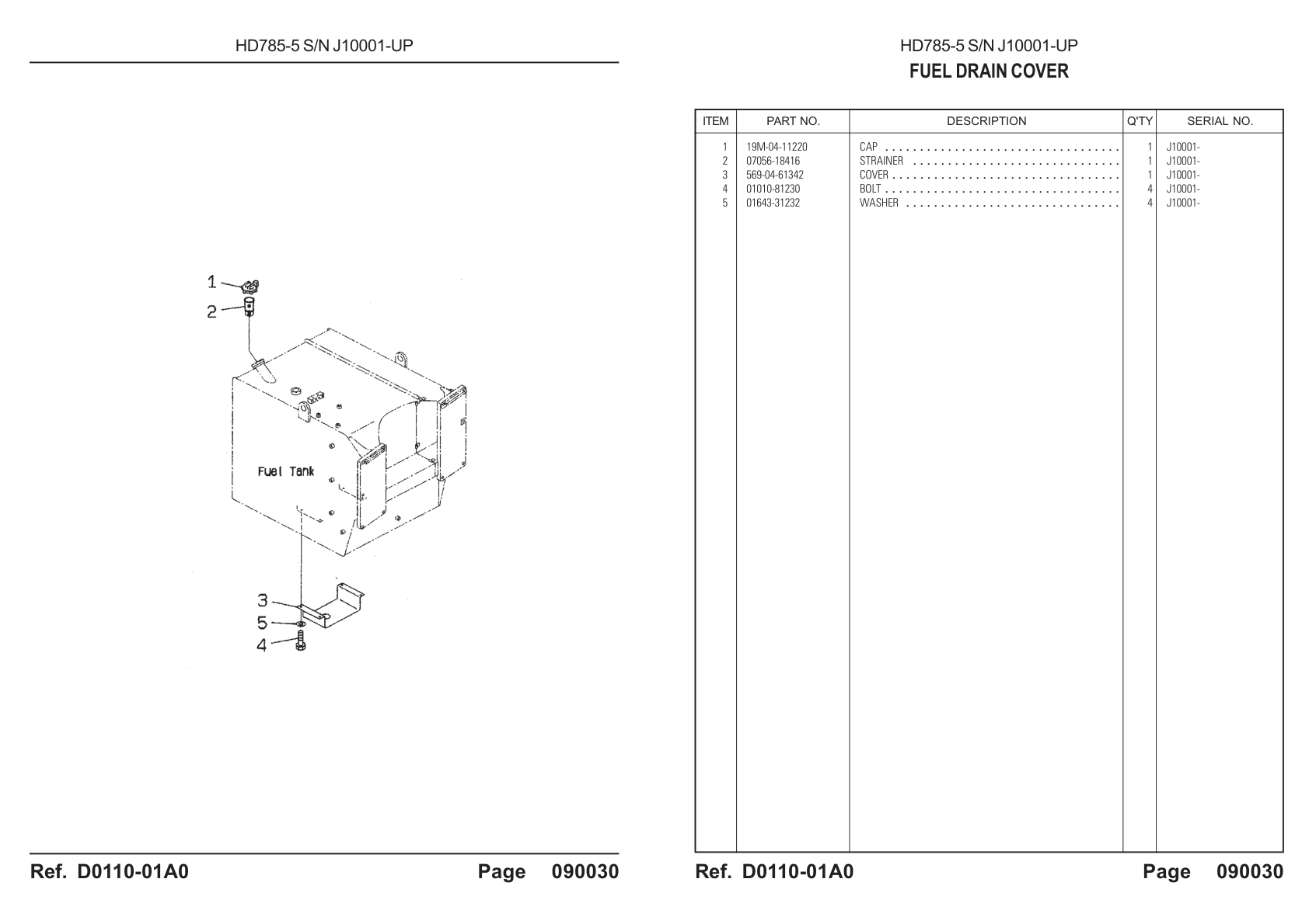 OEM exploded diagram and parts table — Strainer