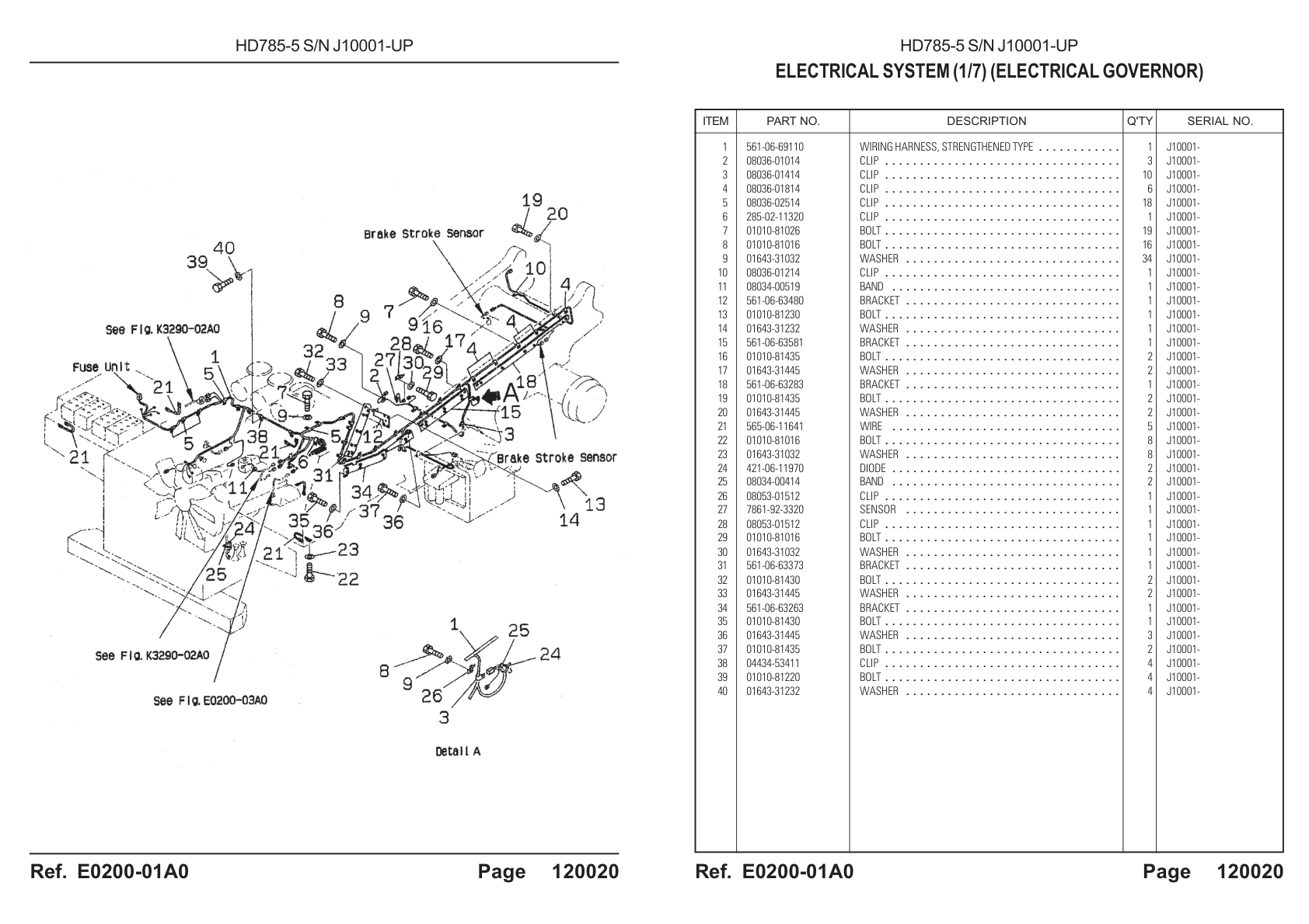 OEM exploded diagram and parts table — Bolt