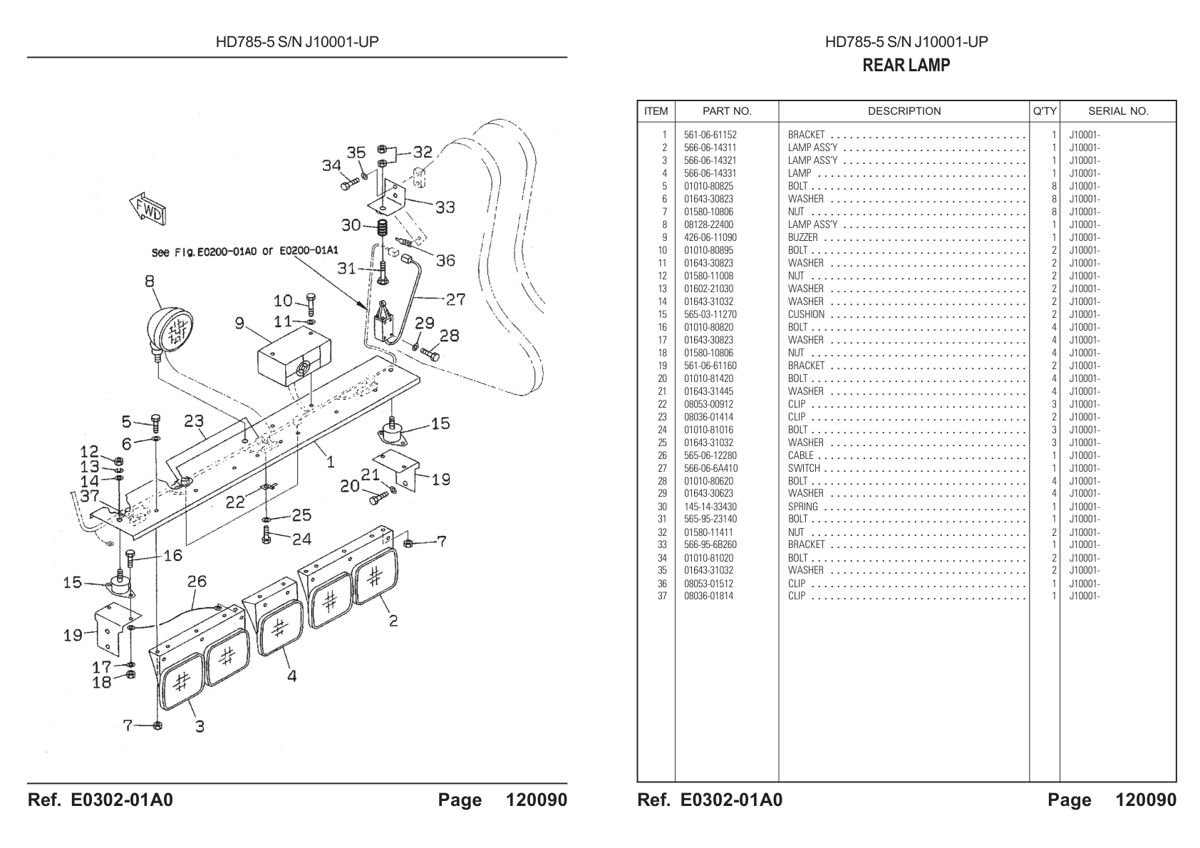 OEM exploded diagram and parts table — Bracket