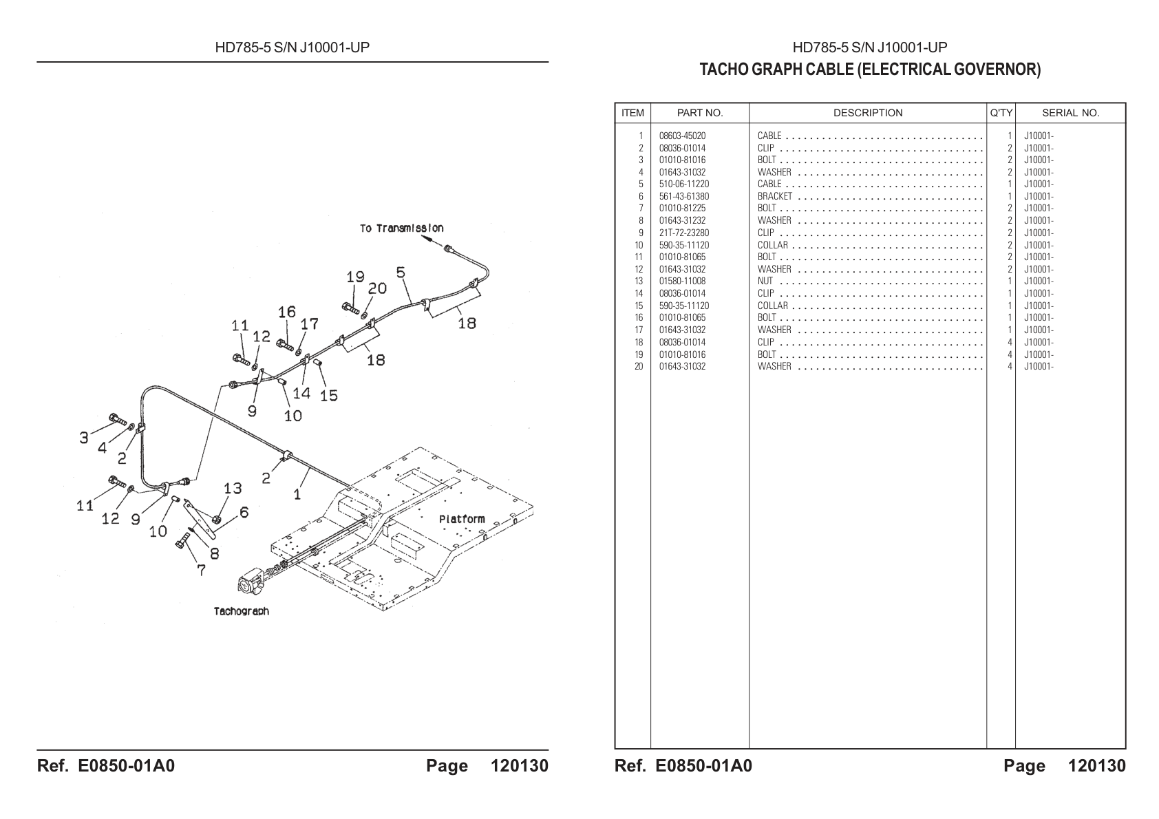OEM exploded diagram and parts table — Collar