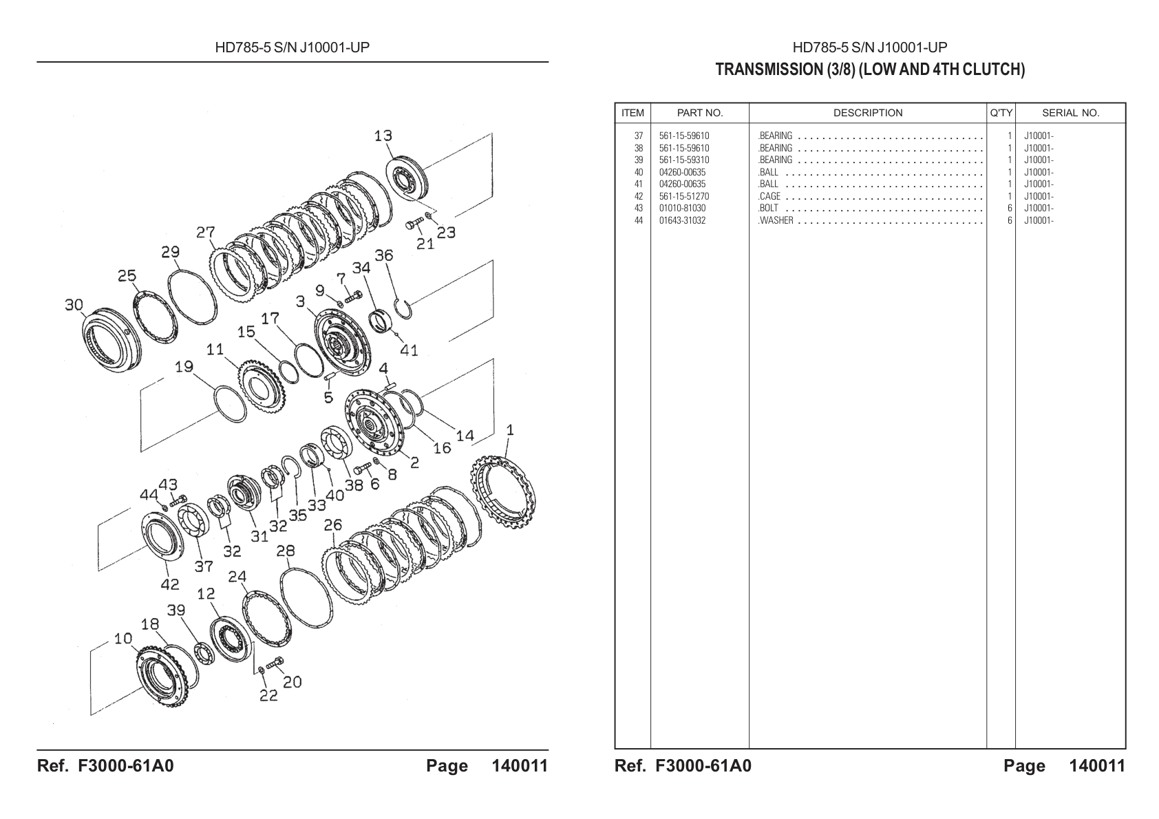 OEM exploded diagram and parts table — Ball