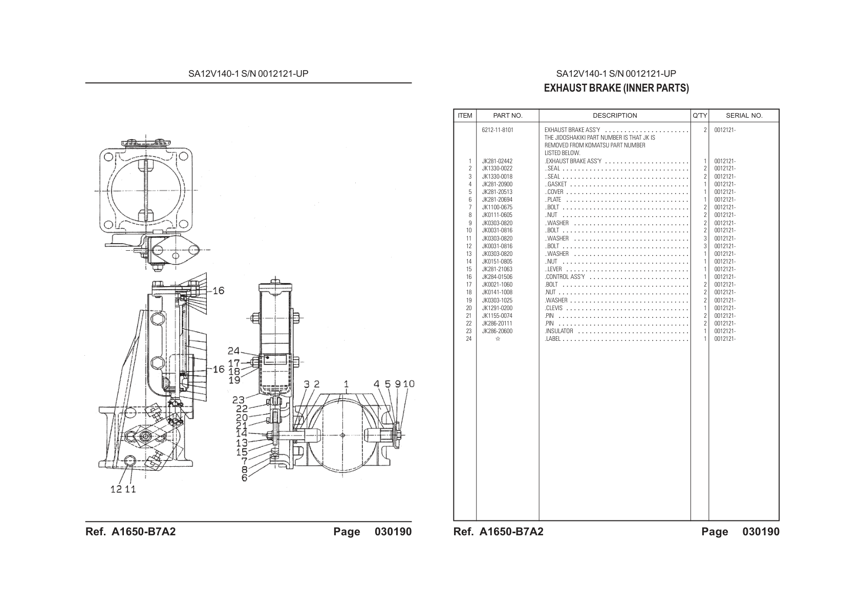OEM exploded diagram and parts table — Nut