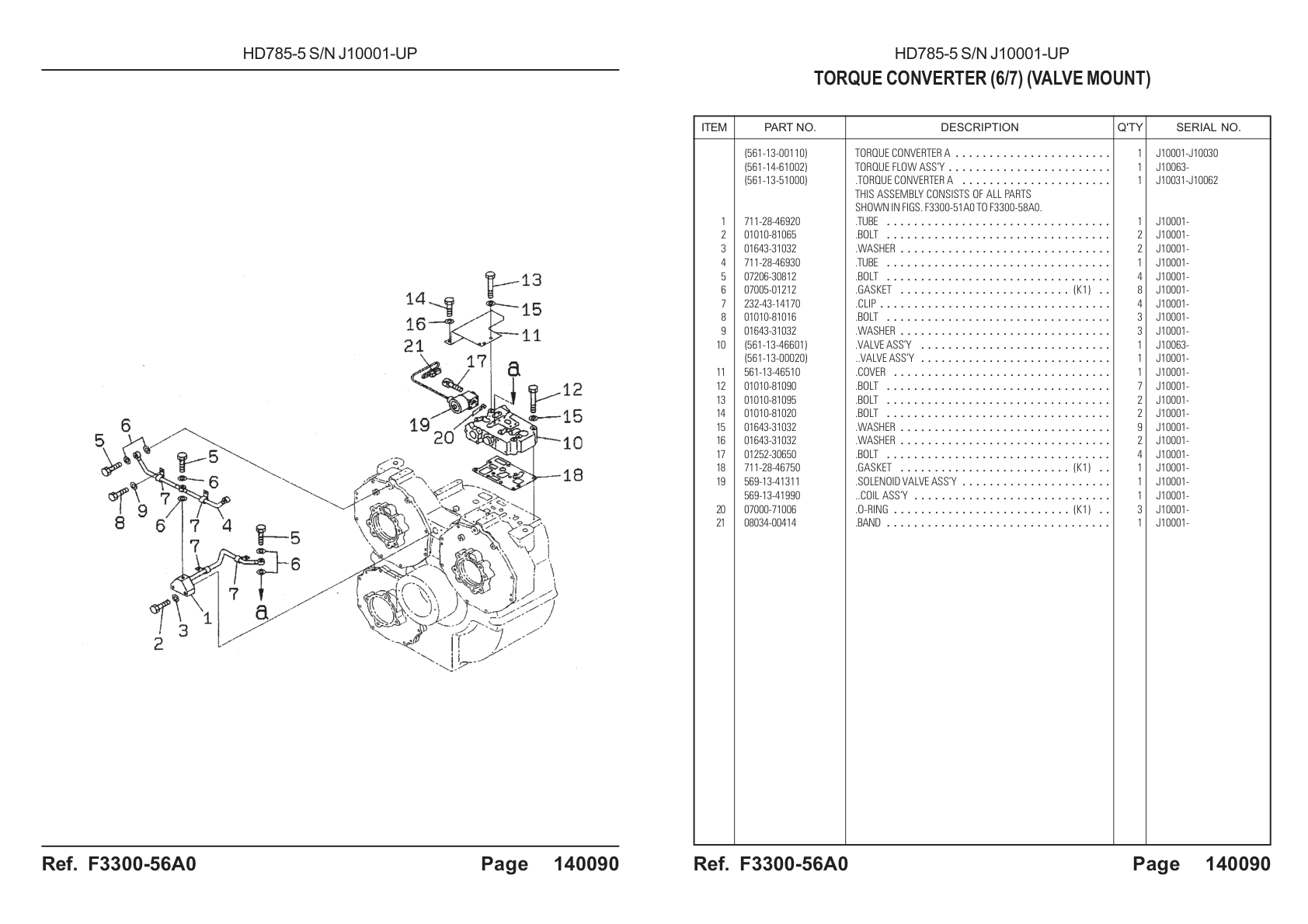 OEM exploded diagram and parts table — Valve Assembly