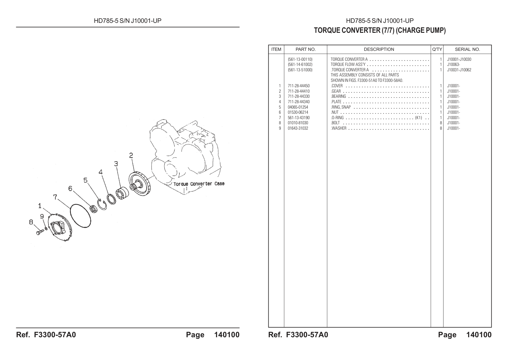 OEM exploded diagram and parts table — Cover