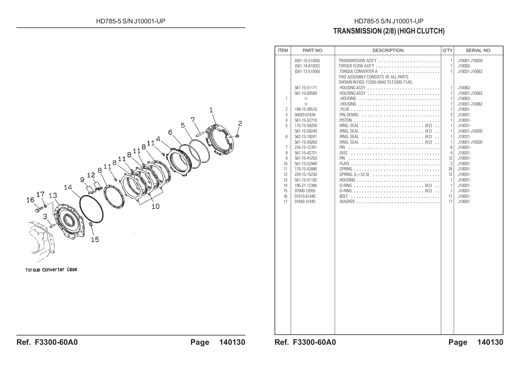 OEM exploded diagram and parts table — Spring