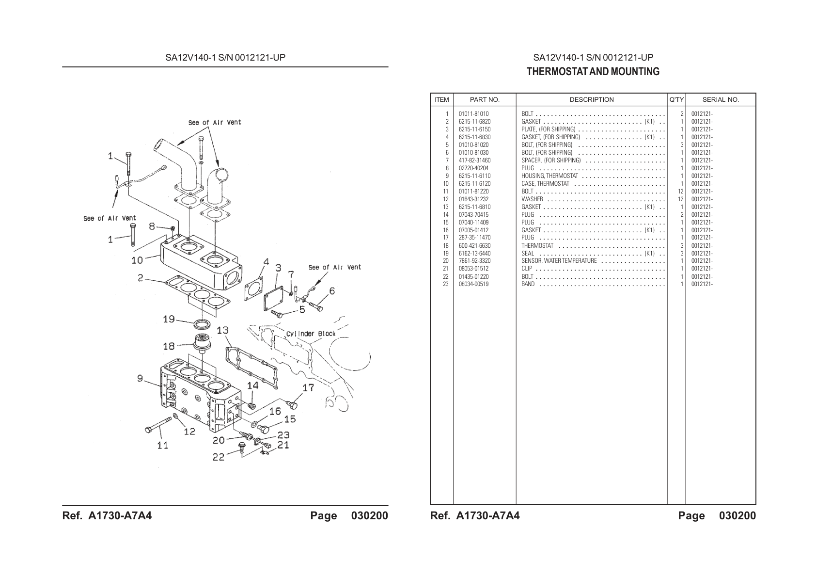 OEM exploded diagram and parts table — Bolt