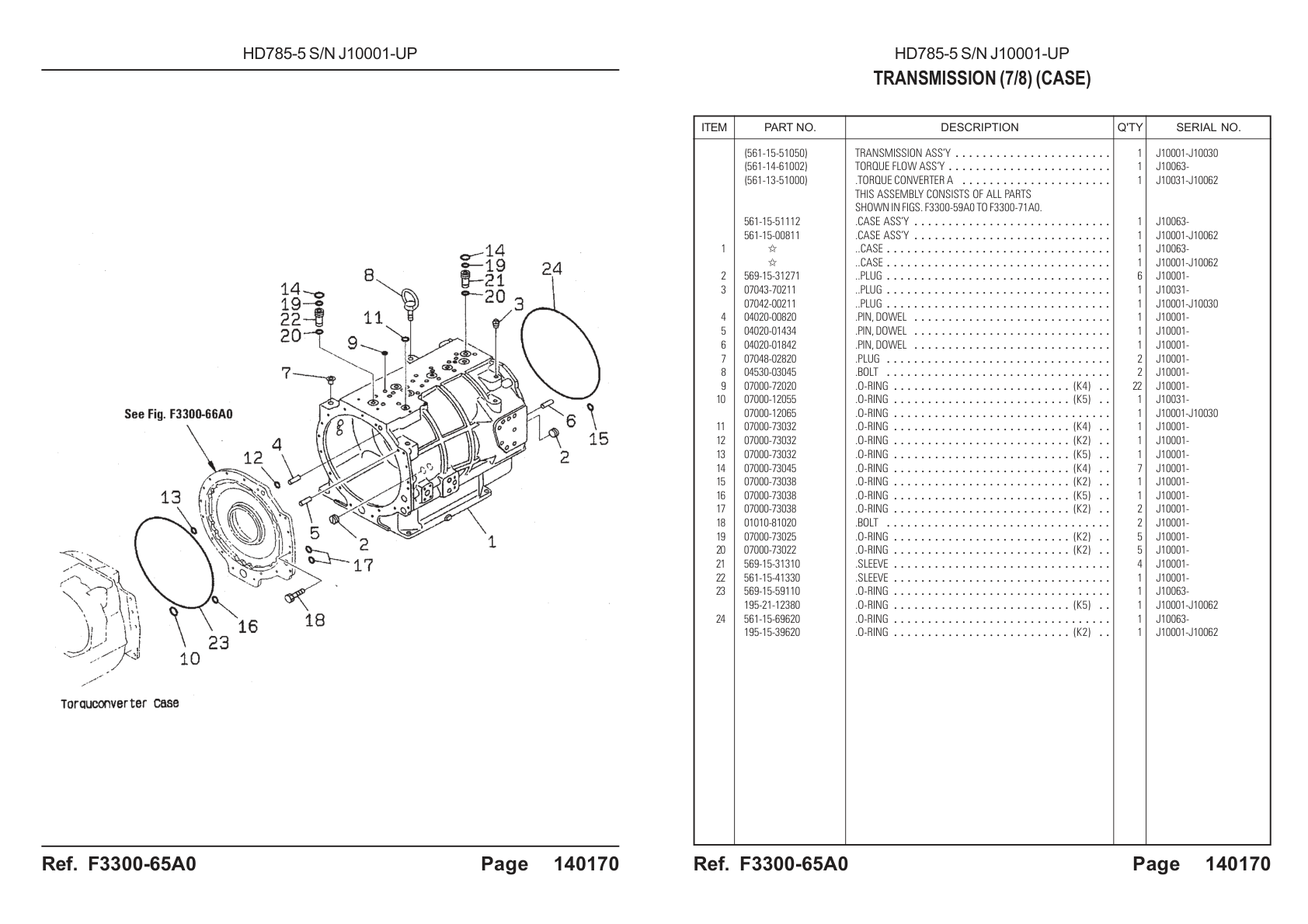 OEM exploded diagram and parts table — O-ring