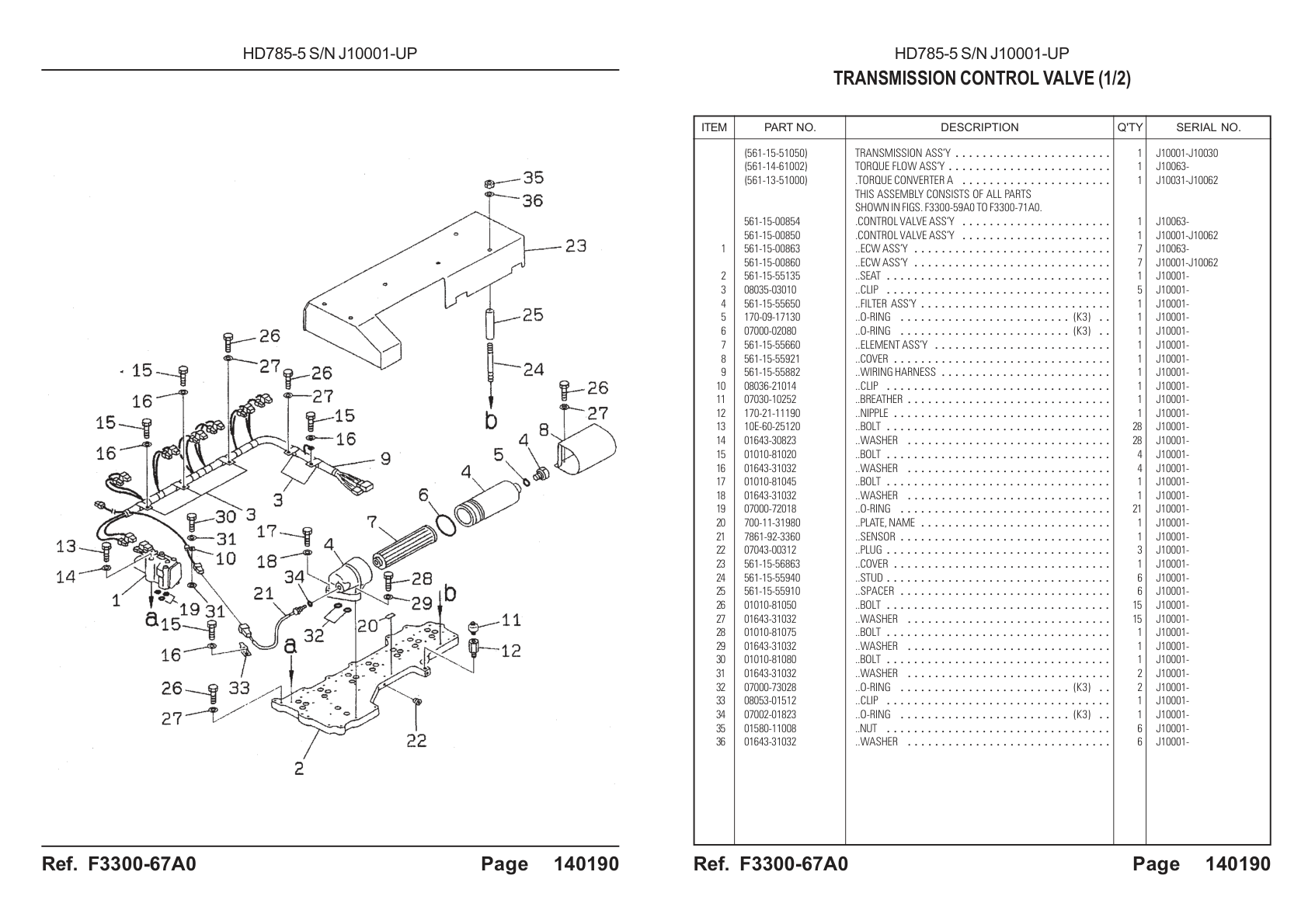 OEM exploded diagram and parts table — O-ring