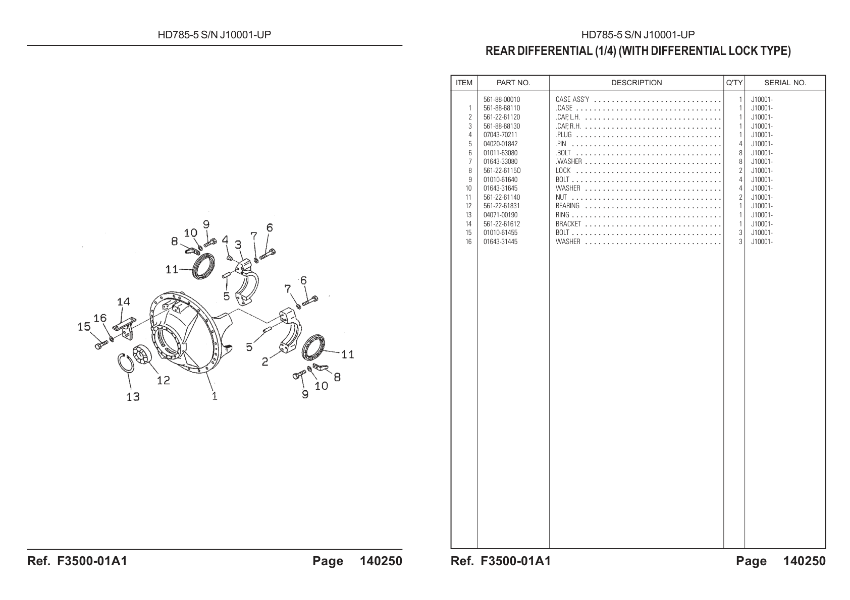 OEM exploded diagram and parts table — Case Assembly