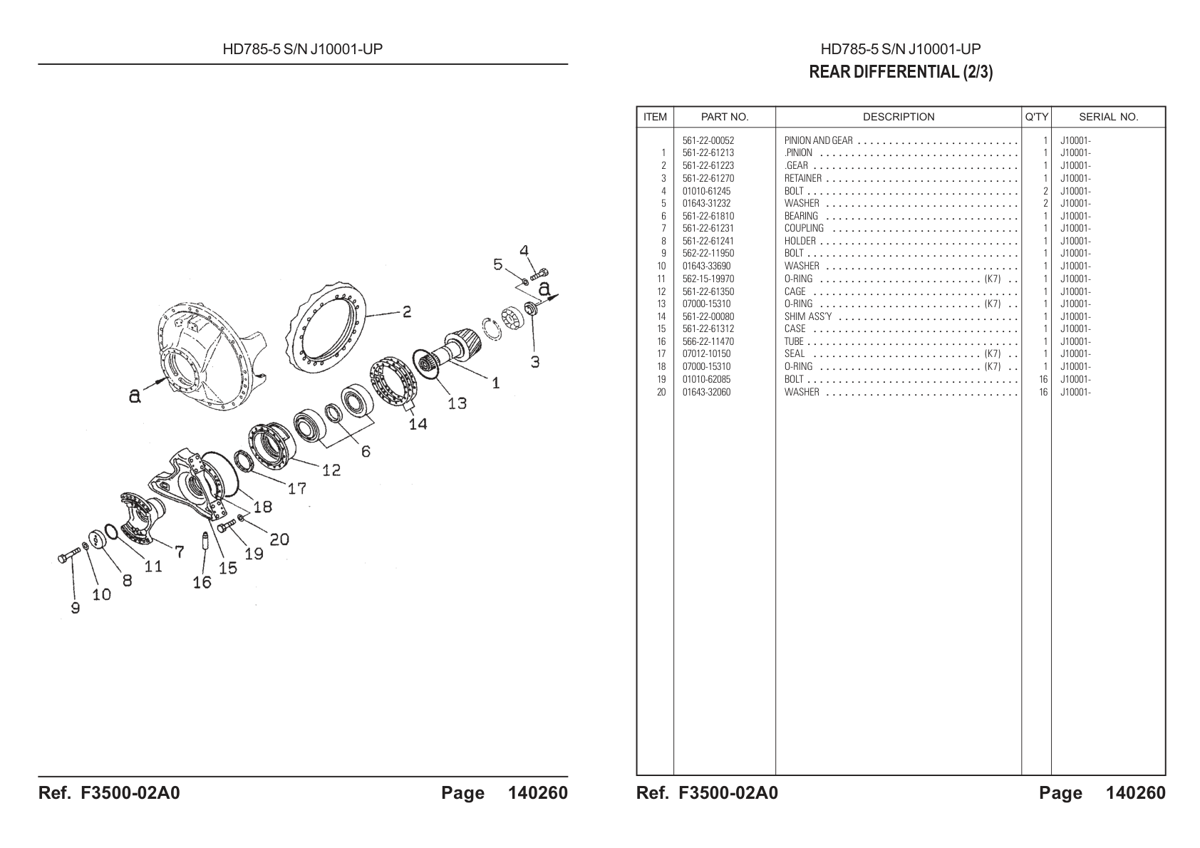 OEM exploded diagram and parts table — Bolt