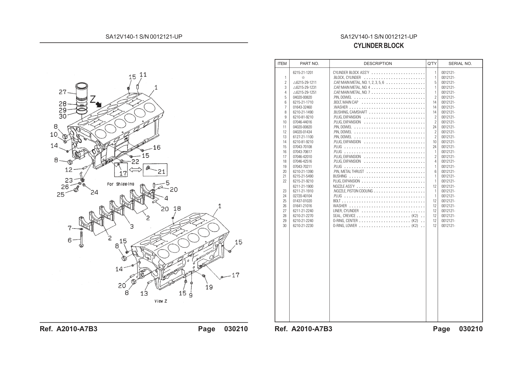 OEM exploded diagram and parts table — Plug