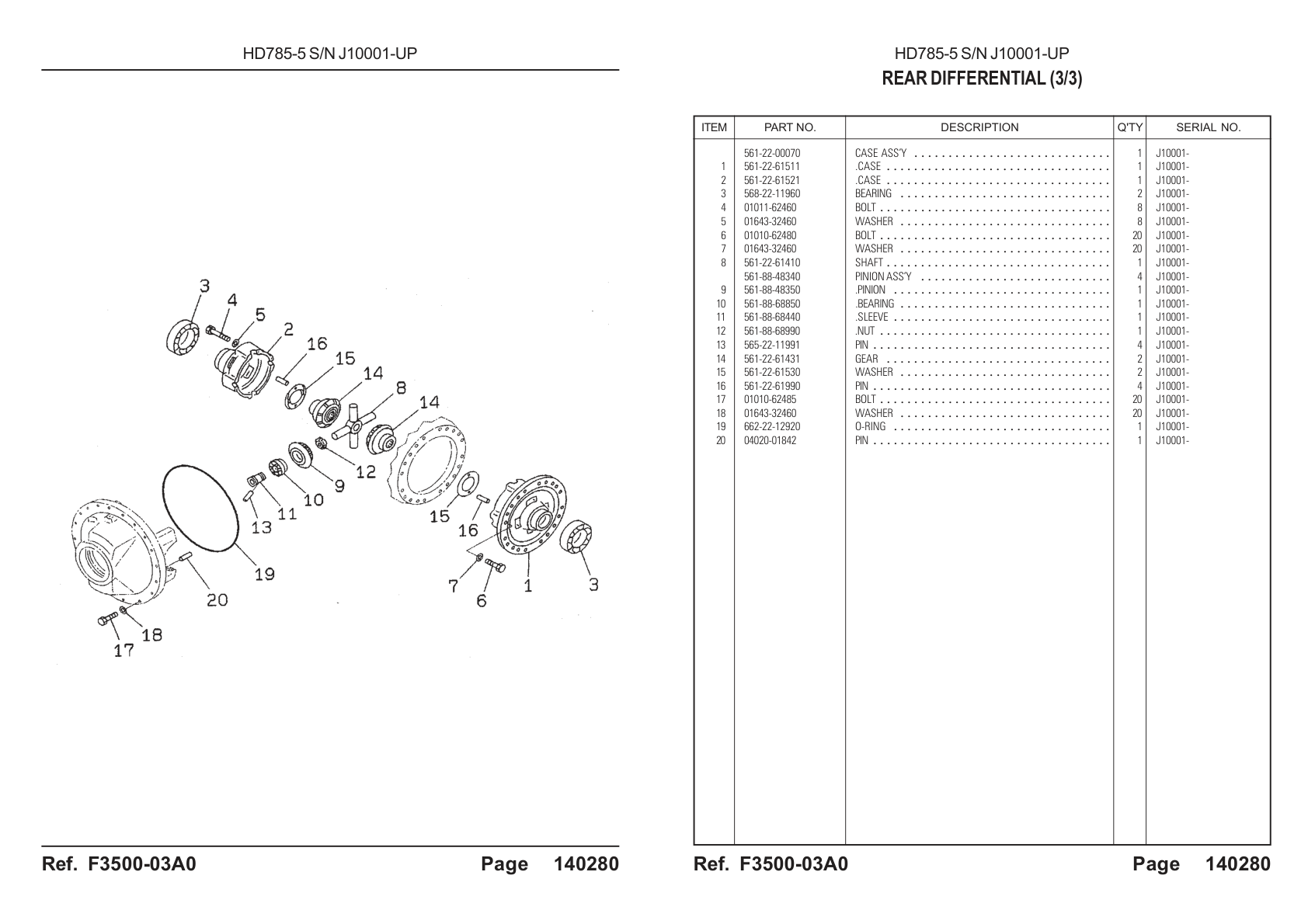 OEM exploded diagram and parts table — Gear