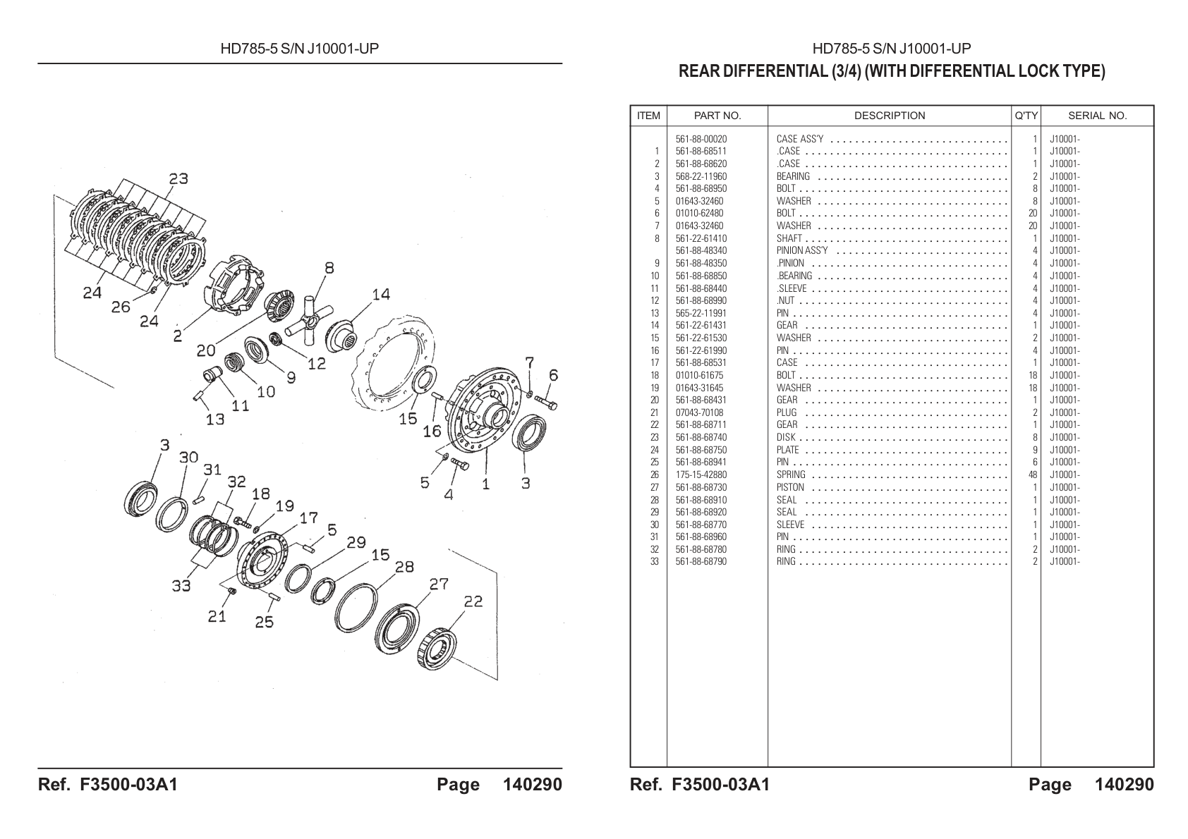 OEM exploded diagram and parts table — Case