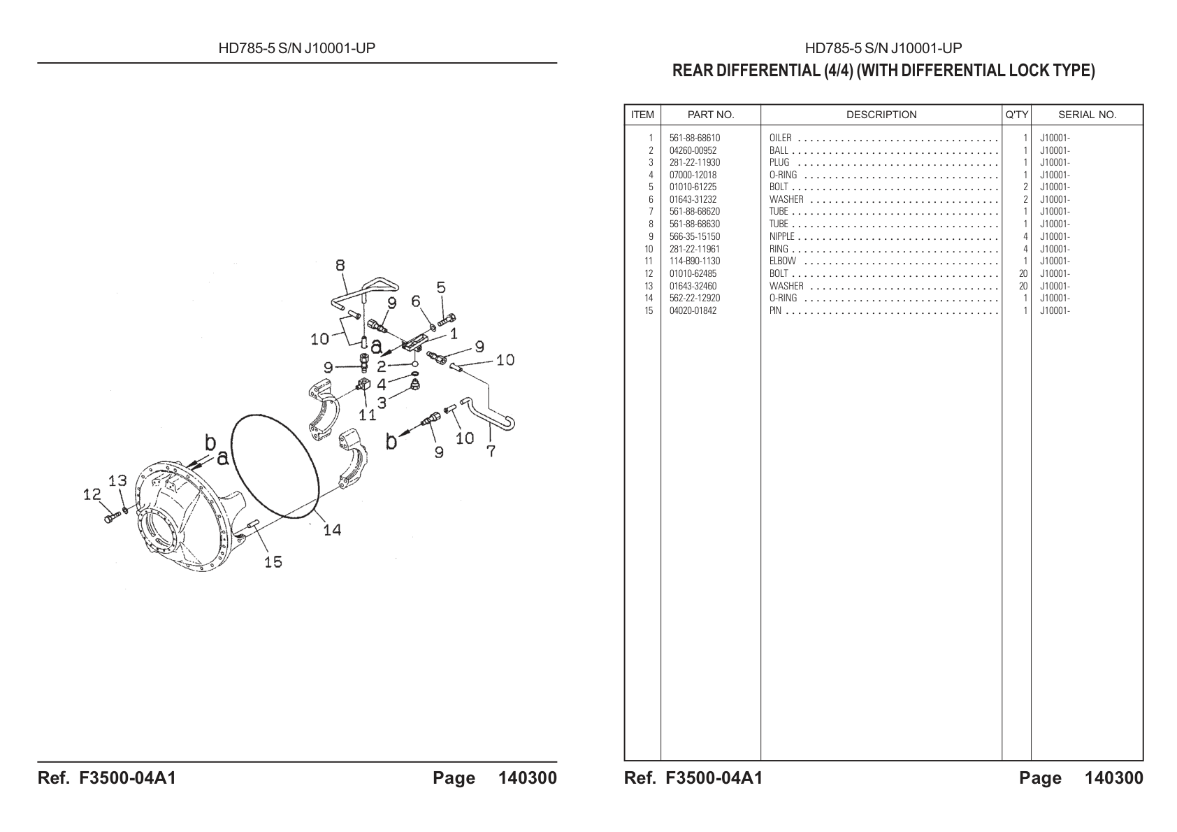 OEM exploded diagram and parts table — O-ring