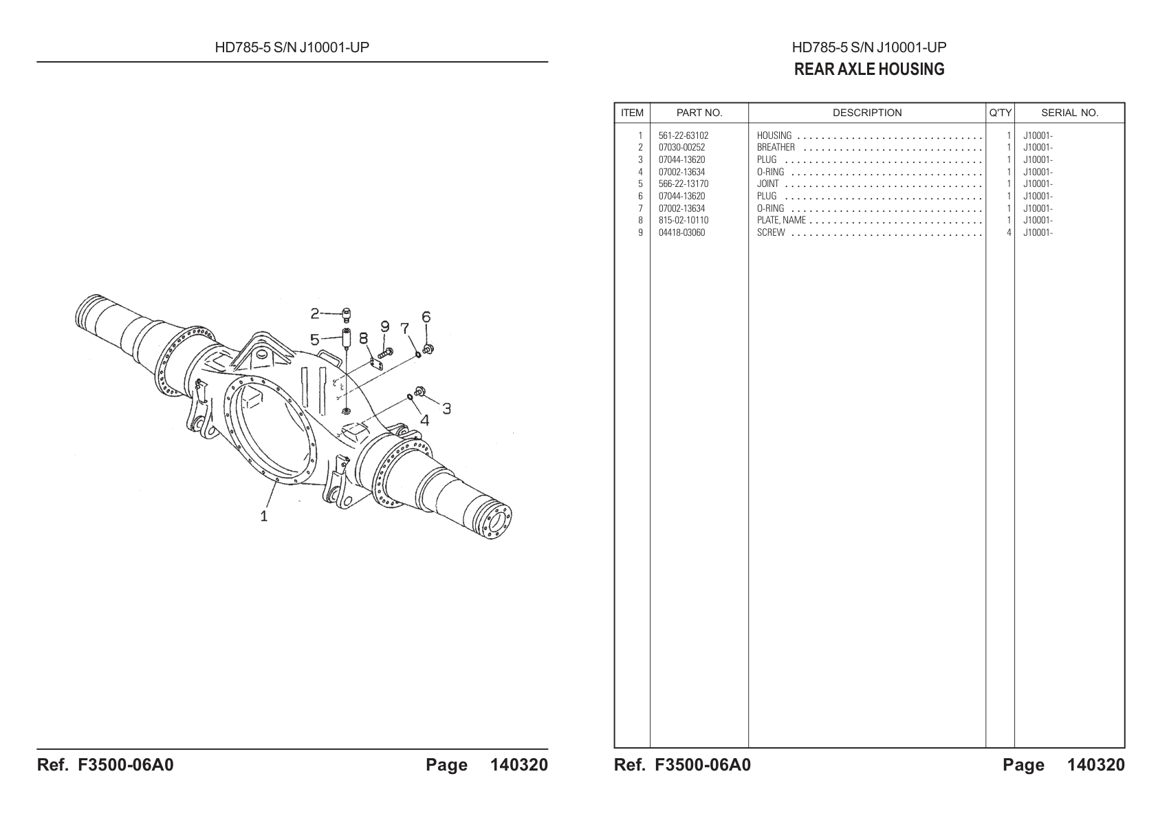 OEM exploded diagram and parts table — Joint