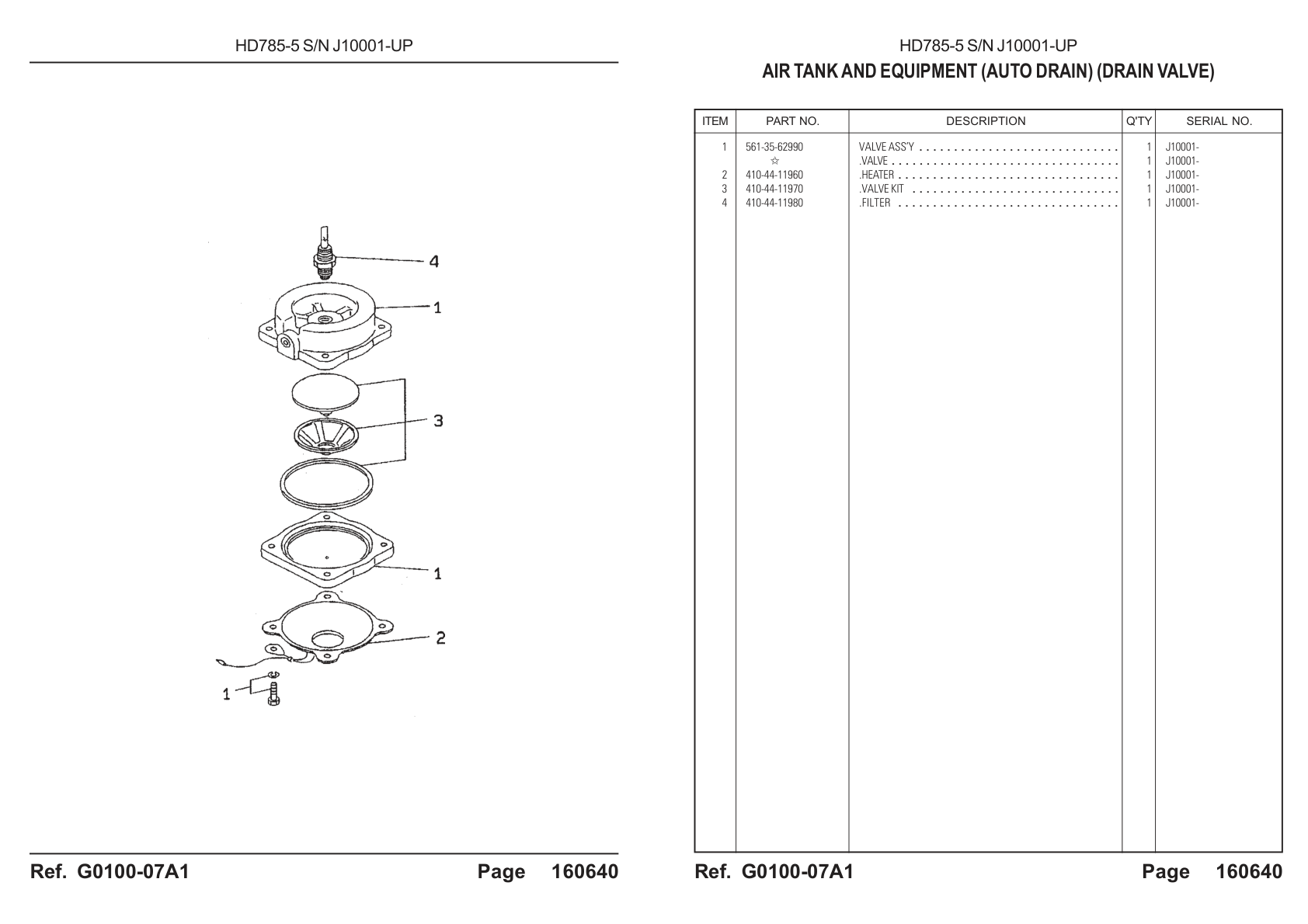 OEM exploded diagram and parts table — Valve Assembly