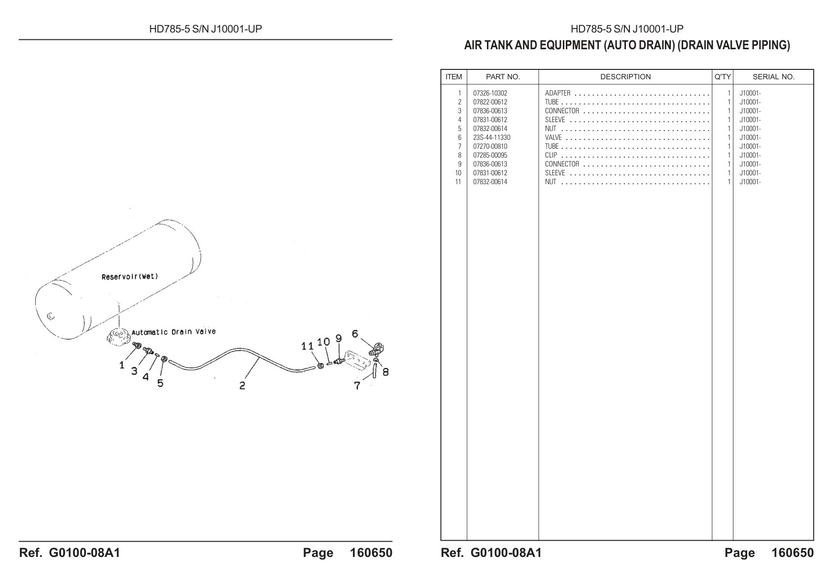 OEM exploded diagram and parts table — Adapter
