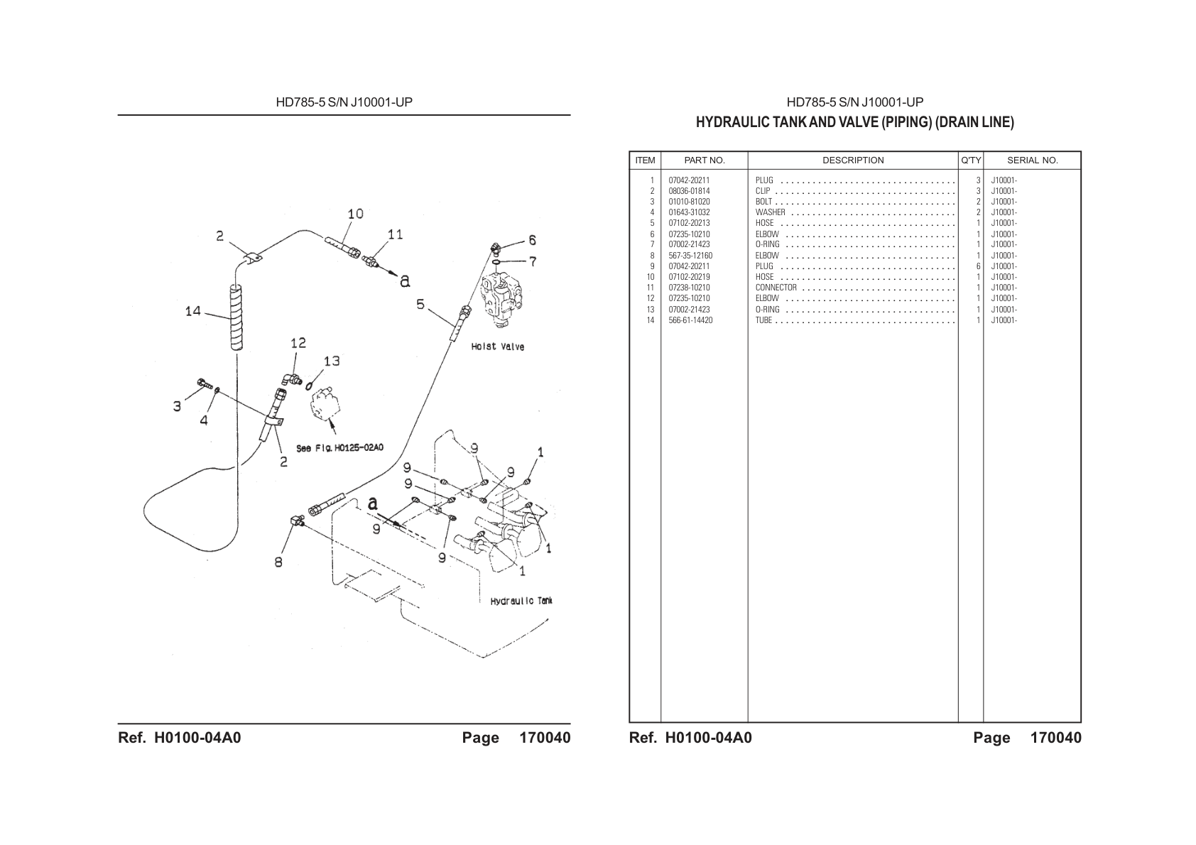OEM exploded diagram and parts table — O-ring