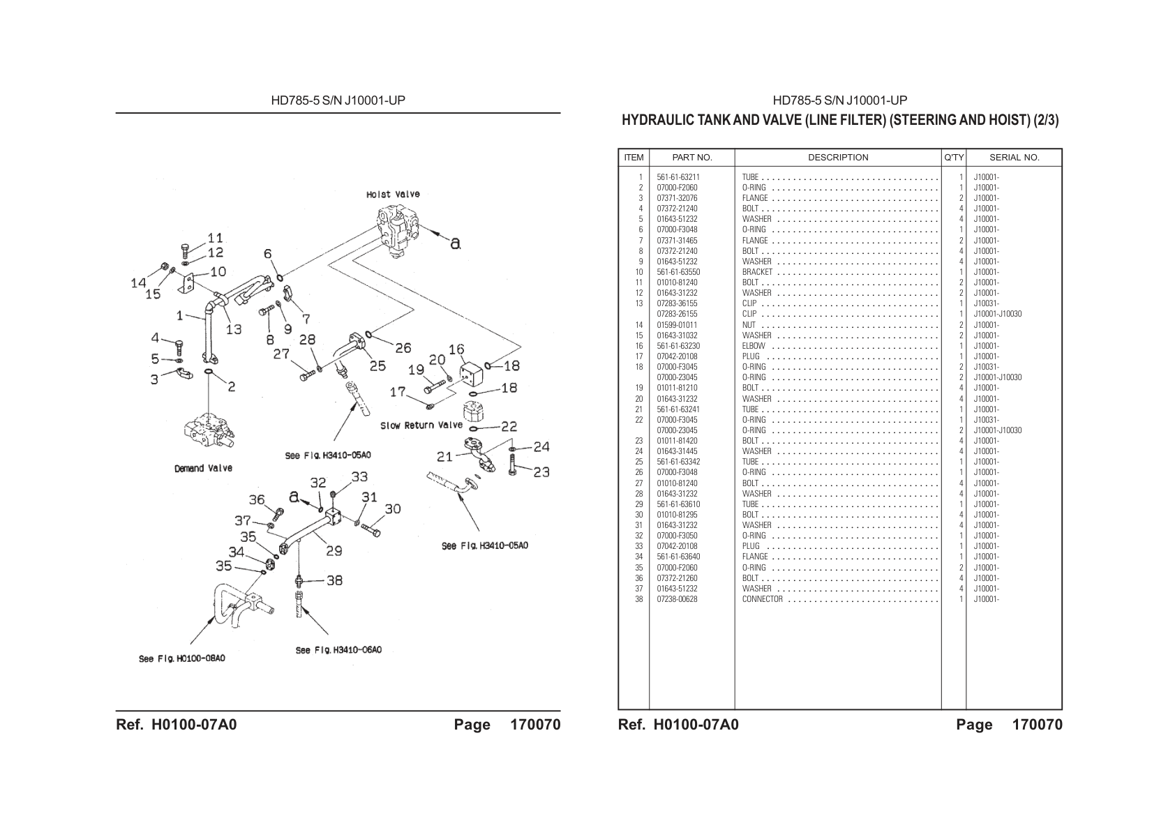 OEM exploded diagram and parts table — O-ring