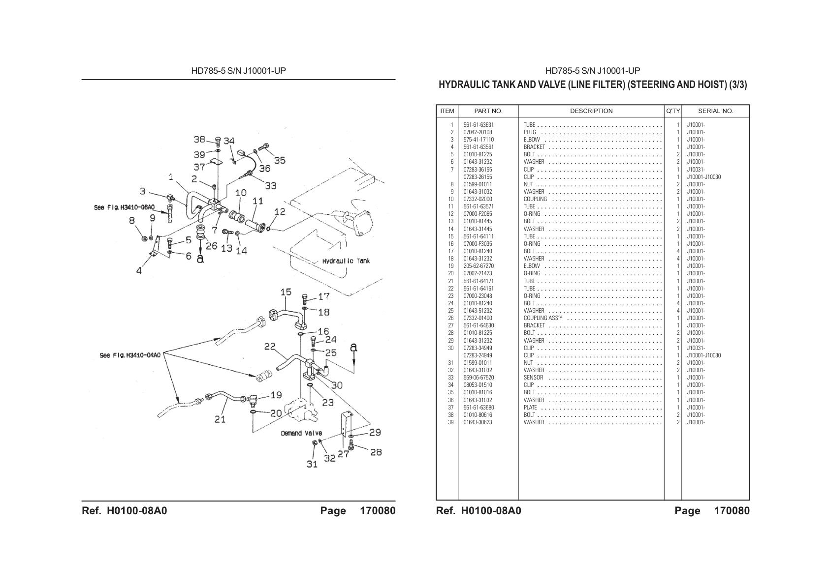 OEM exploded diagram and parts table — Sensor