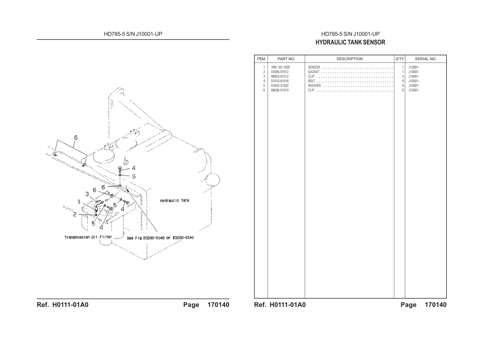 Gasket 07005-01612 for Komatsu HD785-5 Rigid Dump Truck