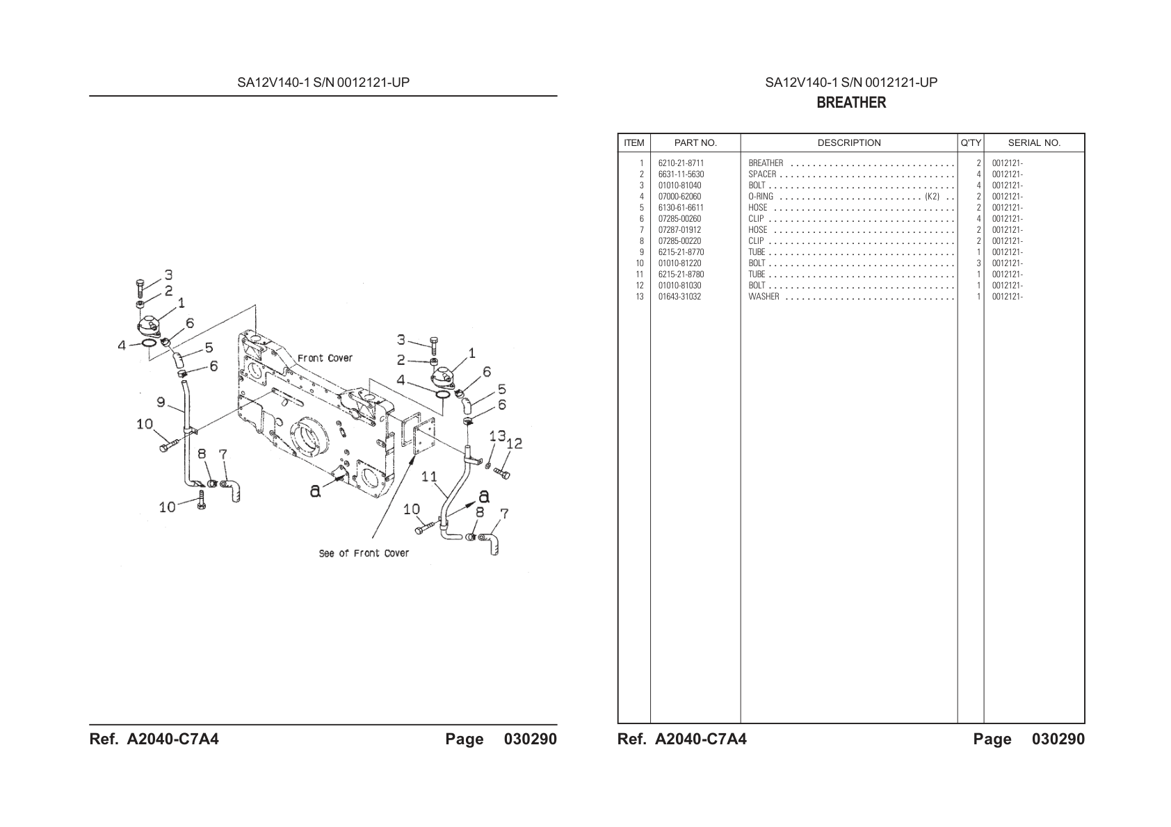 OEM exploded diagram and parts table — Bolt