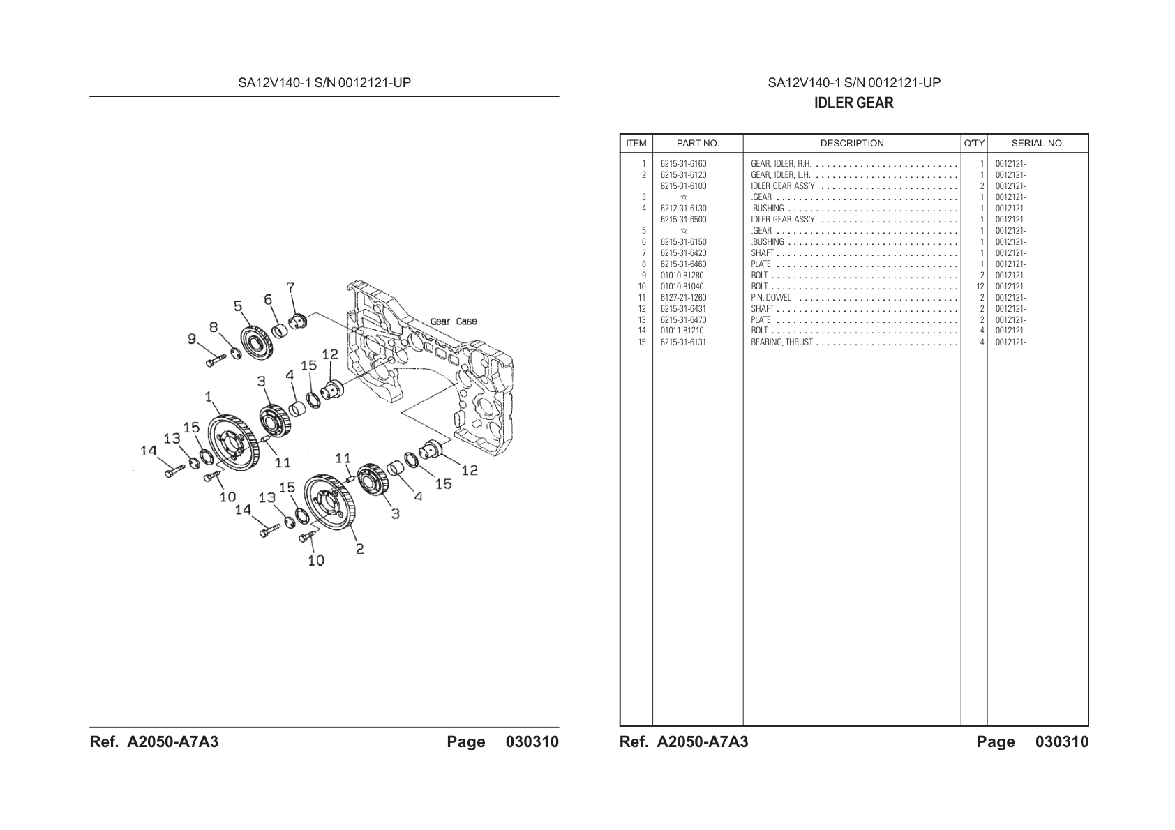 OEM exploded diagram and parts table — Bolt