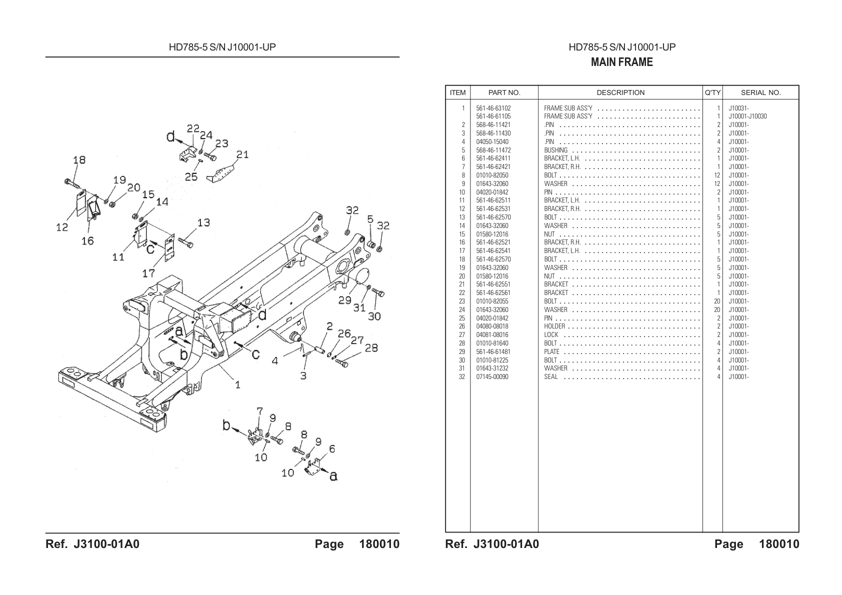 OEM exploded diagram and parts table — Seal
