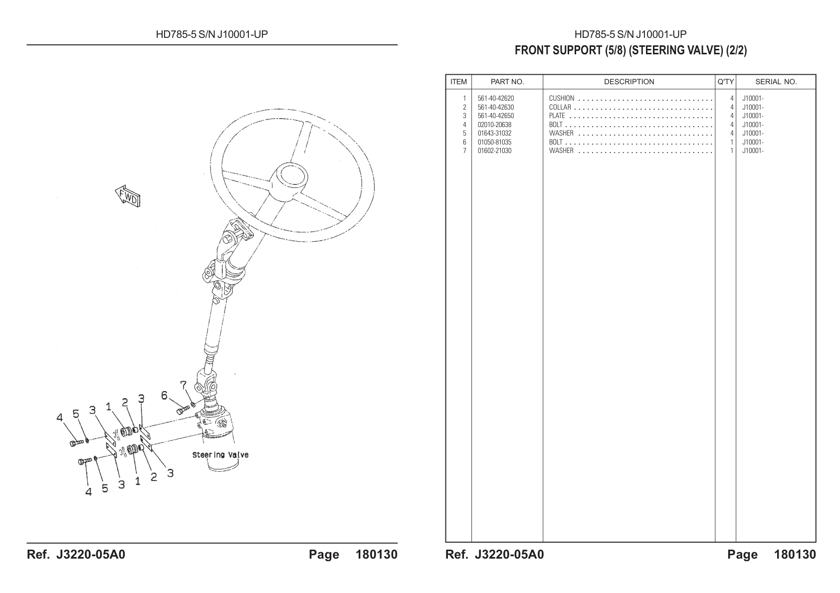 OEM exploded diagram and parts table — Bolt