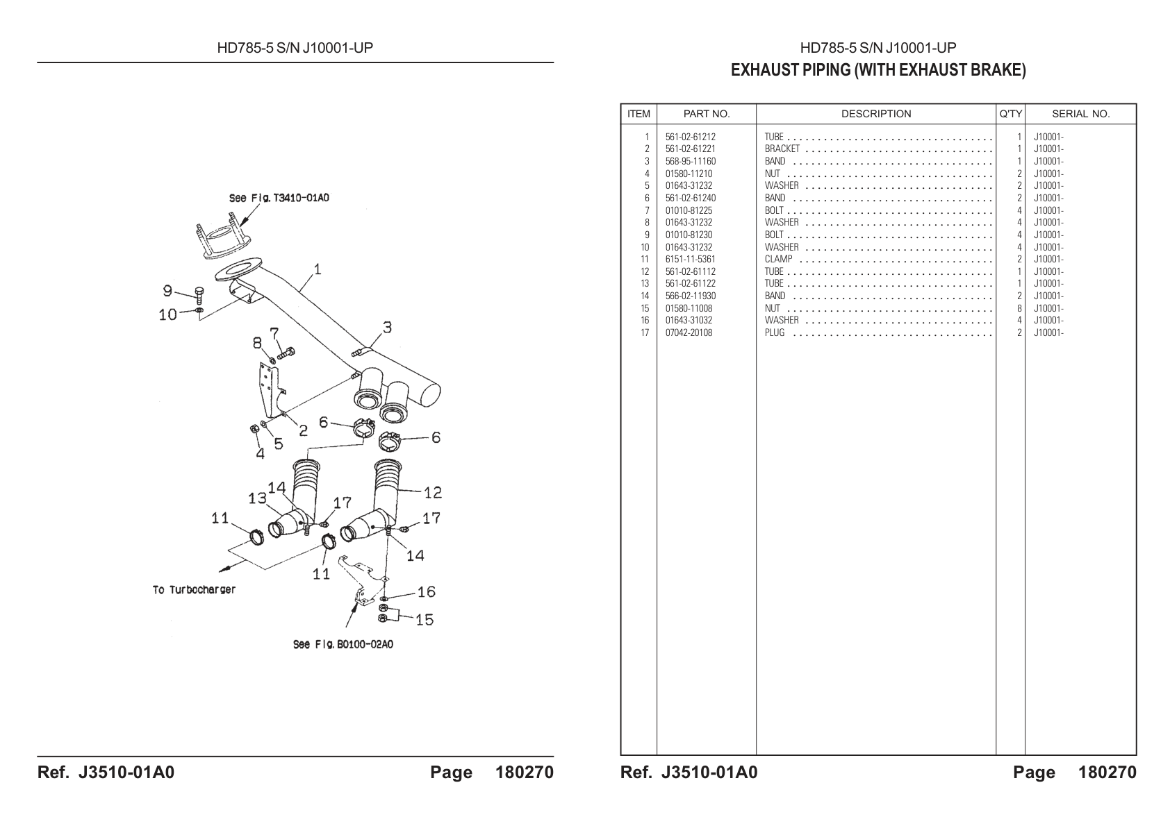 OEM exploded diagram and parts table — Clamp