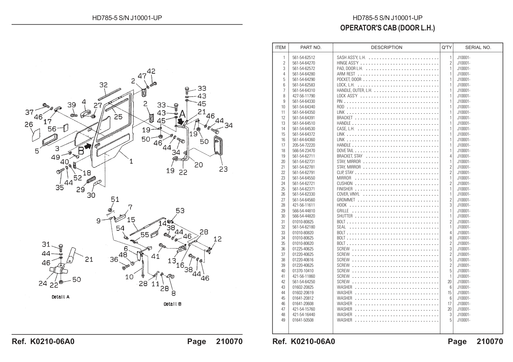 OEM exploded diagram and parts table — Screw