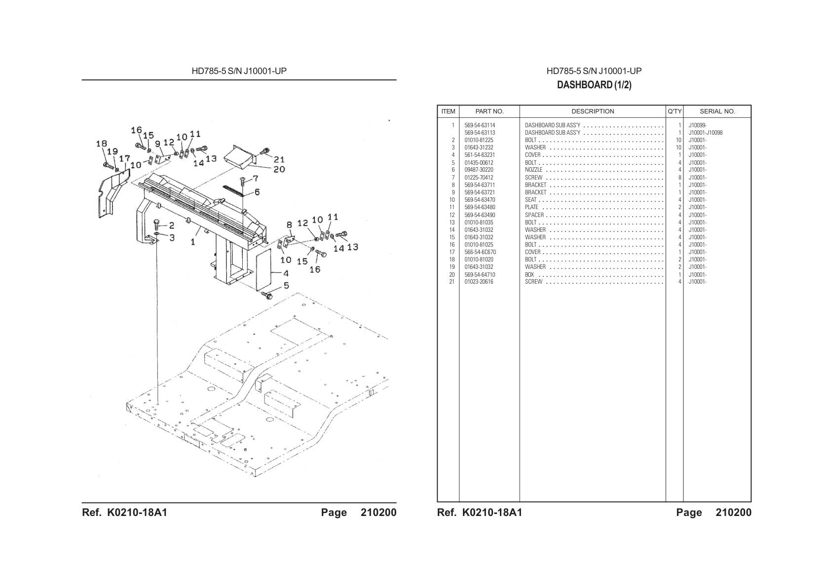 OEM exploded diagram and parts table — Bracket