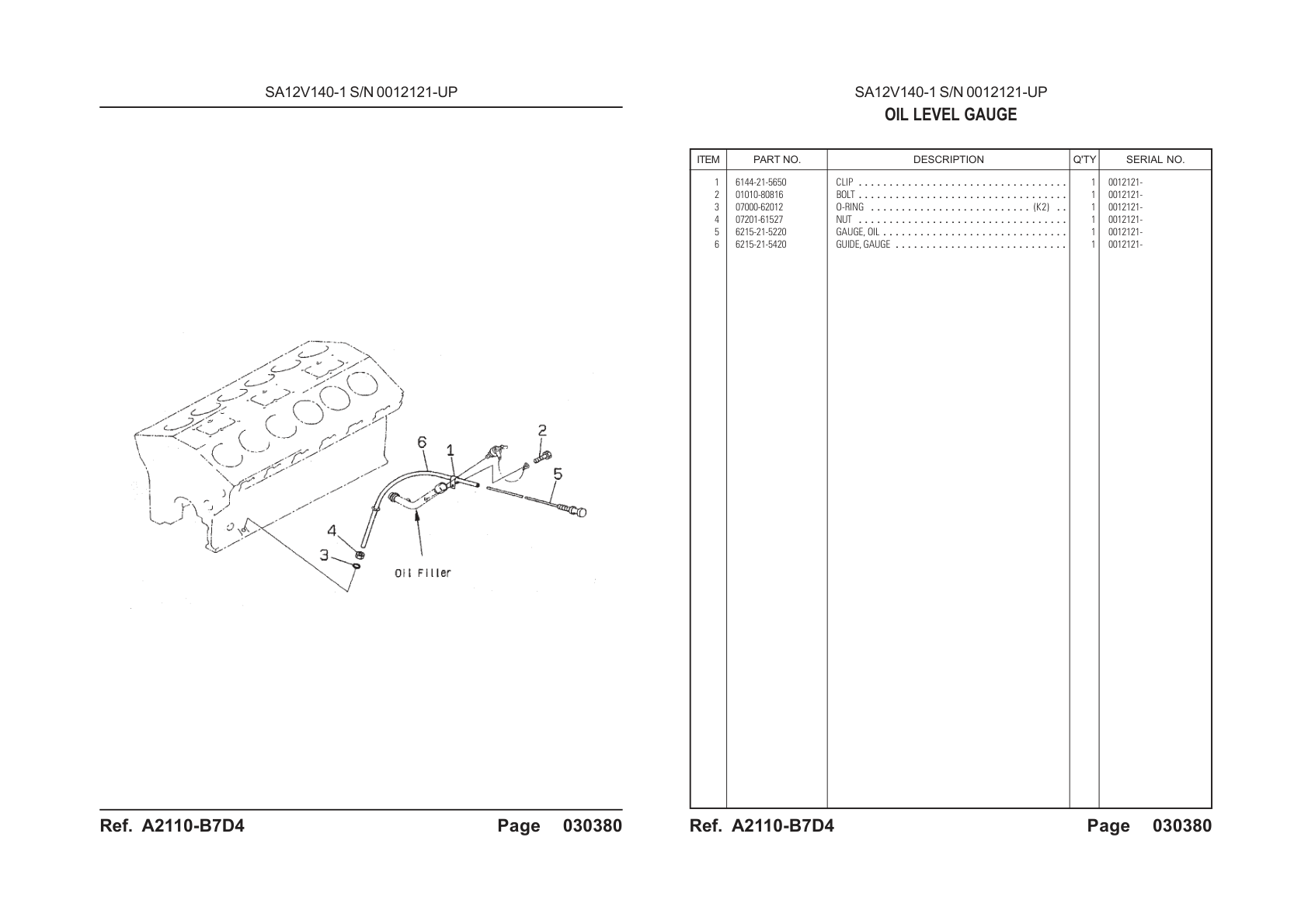 OEM exploded diagram and parts table — Bolt