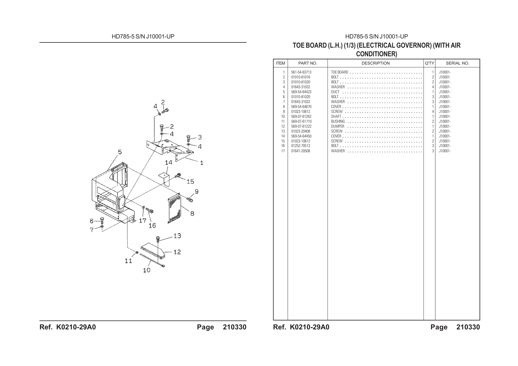 Toe Board 561-54-63713 for Komatsu HD785-5 Rigid Dump Truck